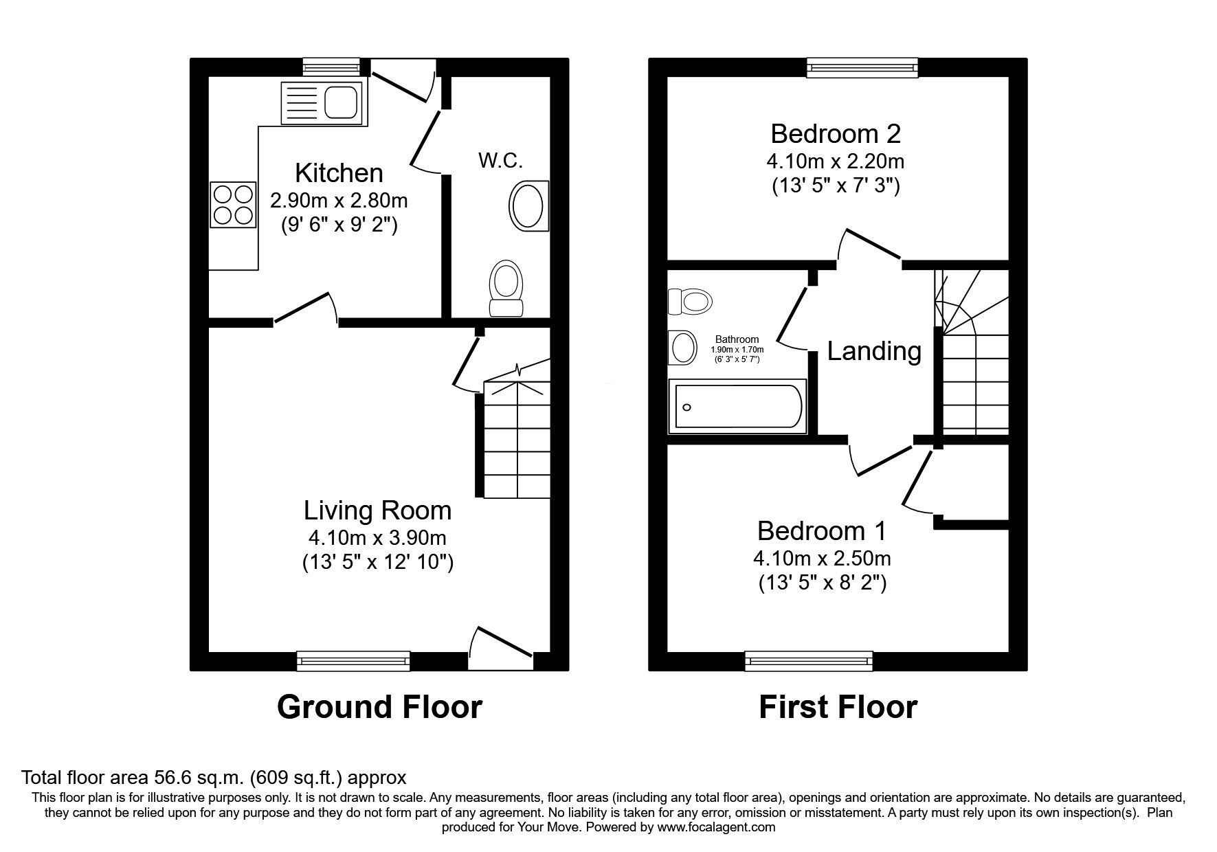 Floorplan of 2 bedroom Mid Terrace House for sale, Rosslyn Crescent, Kirkcaldy, Fife, KY1