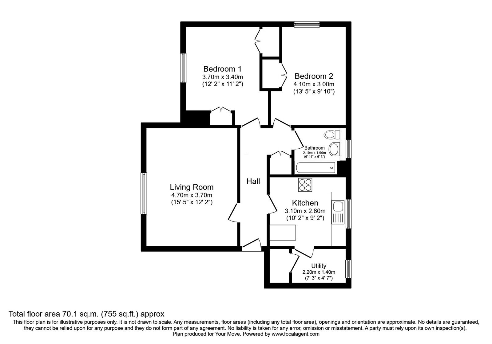 Floorplan of 2 bedroom  Flat for sale, Malcolm Road, Glenrothes, Fife, KY7
