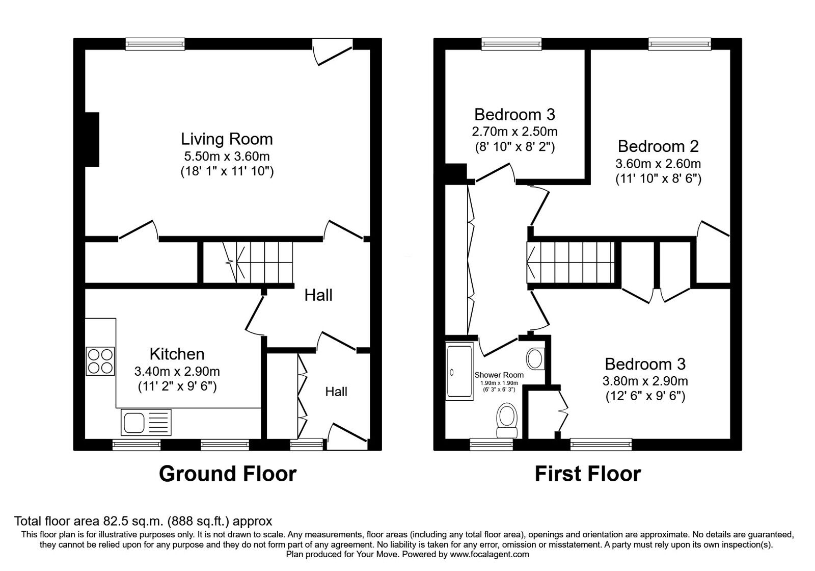 Floorplan of 3 bedroom End Terrace House for sale, Prinlaws Road, Leslie, Fife, KY6