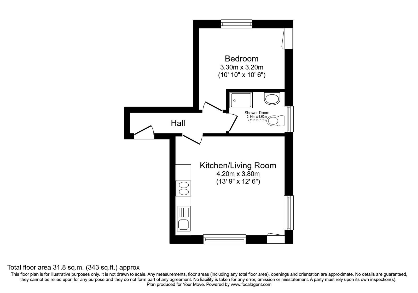 Floorplan of 1 bedroom  Flat for sale, Hill Street, Dysart, Fife, KY1