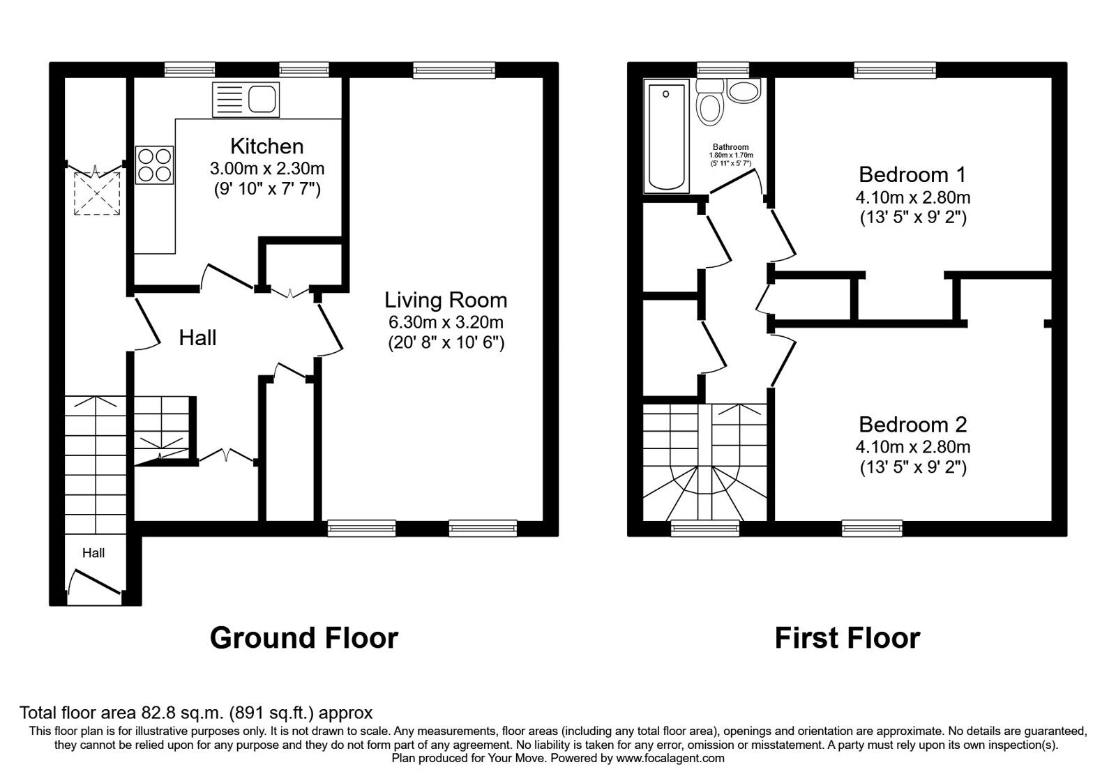 Floorplan of 2 bedroom End Terrace Flat for sale, Queens Crescent, Ladybank, Fife, KY15