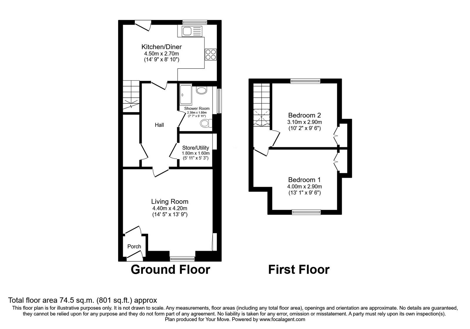 Floorplan of 2 bedroom End Terrace House for sale, Bank Street, Lochgelly, Fife, KY5