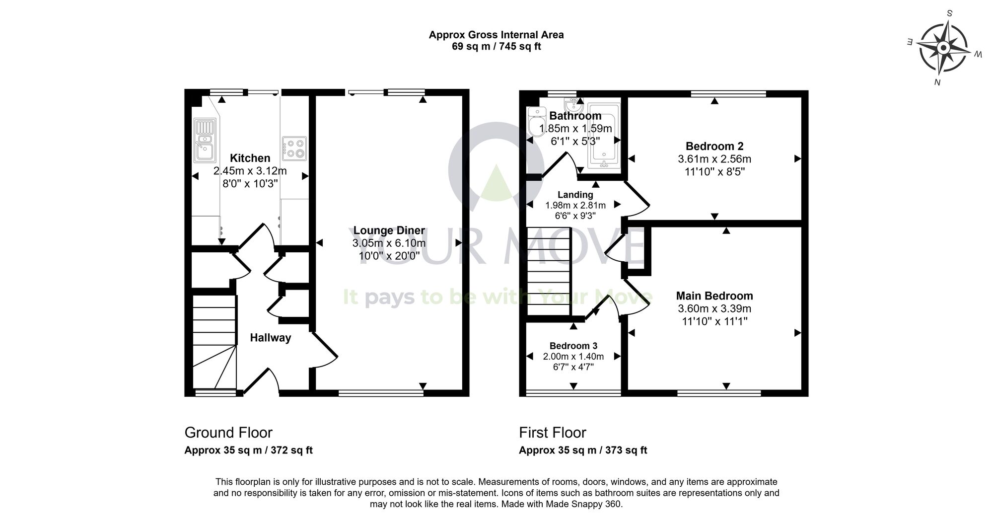 Floorplan of 2 bedroom Mid Terrace House for sale, Main Avenue, East Wemyss, Fife, KY1