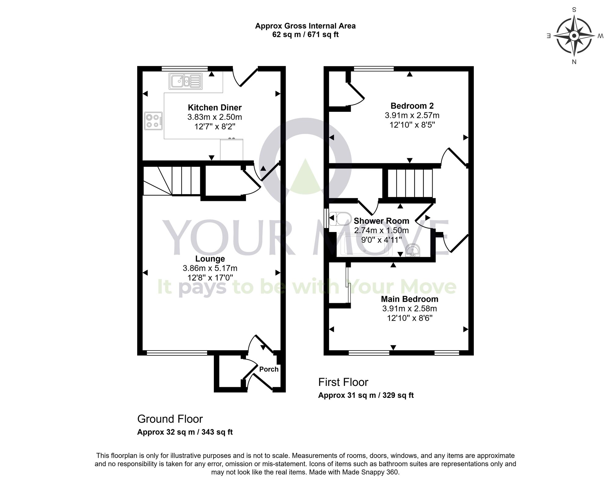 Floorplan of 2 bedroom Semi Detached House for sale, Scaraben Crescent, Glenrothes, Fife, KY6