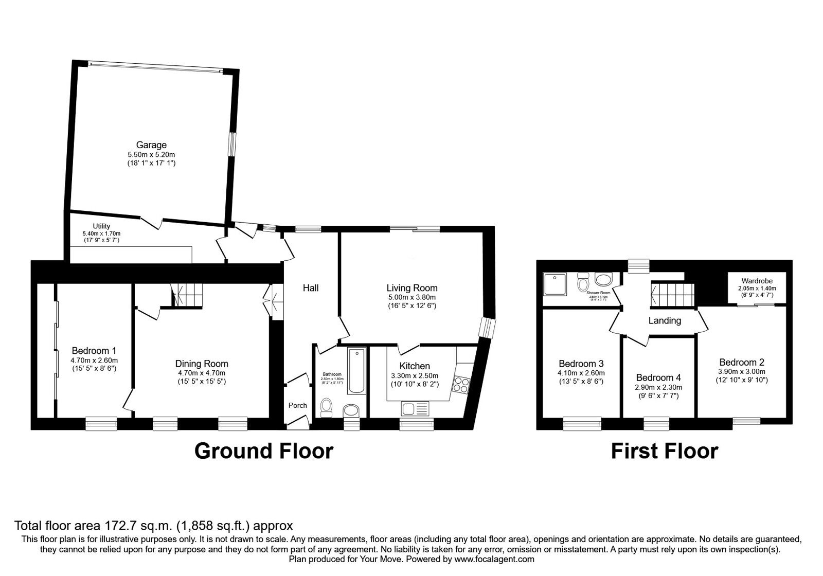 Floorplan of 4 bedroom Detached House for sale, Cupar Road, Pitlessie, Fife, KY15