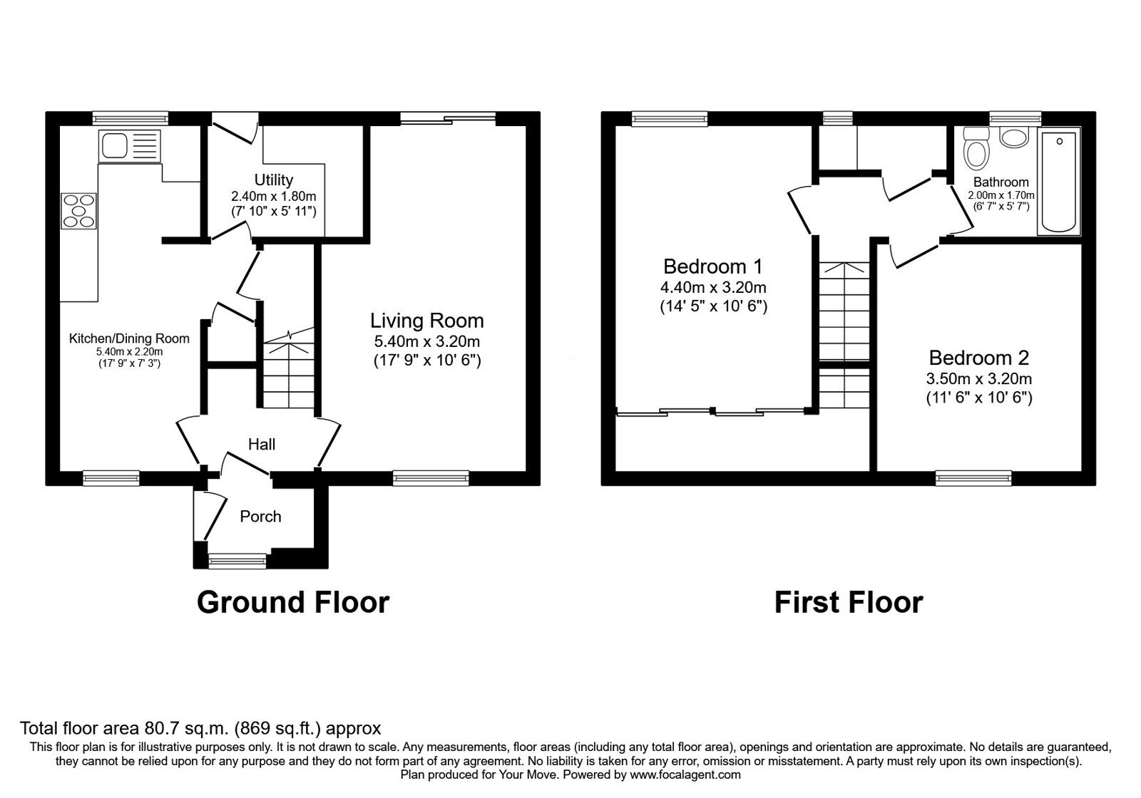 Floorplan of 2 bedroom Semi Detached House for sale, Affric Road, Glenrothes, Fife, KY7