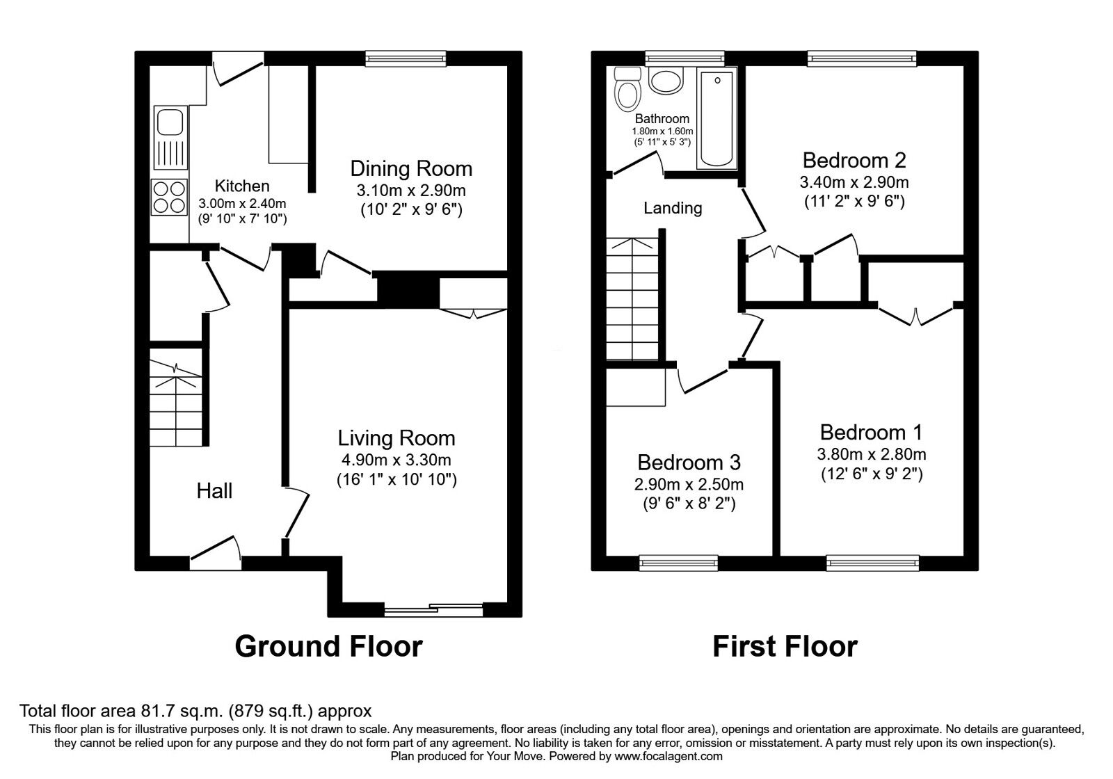 Floorplan of 3 bedroom Mid Terrace House for sale, Ochiltree Court, Glenrothes, Fife, KY6