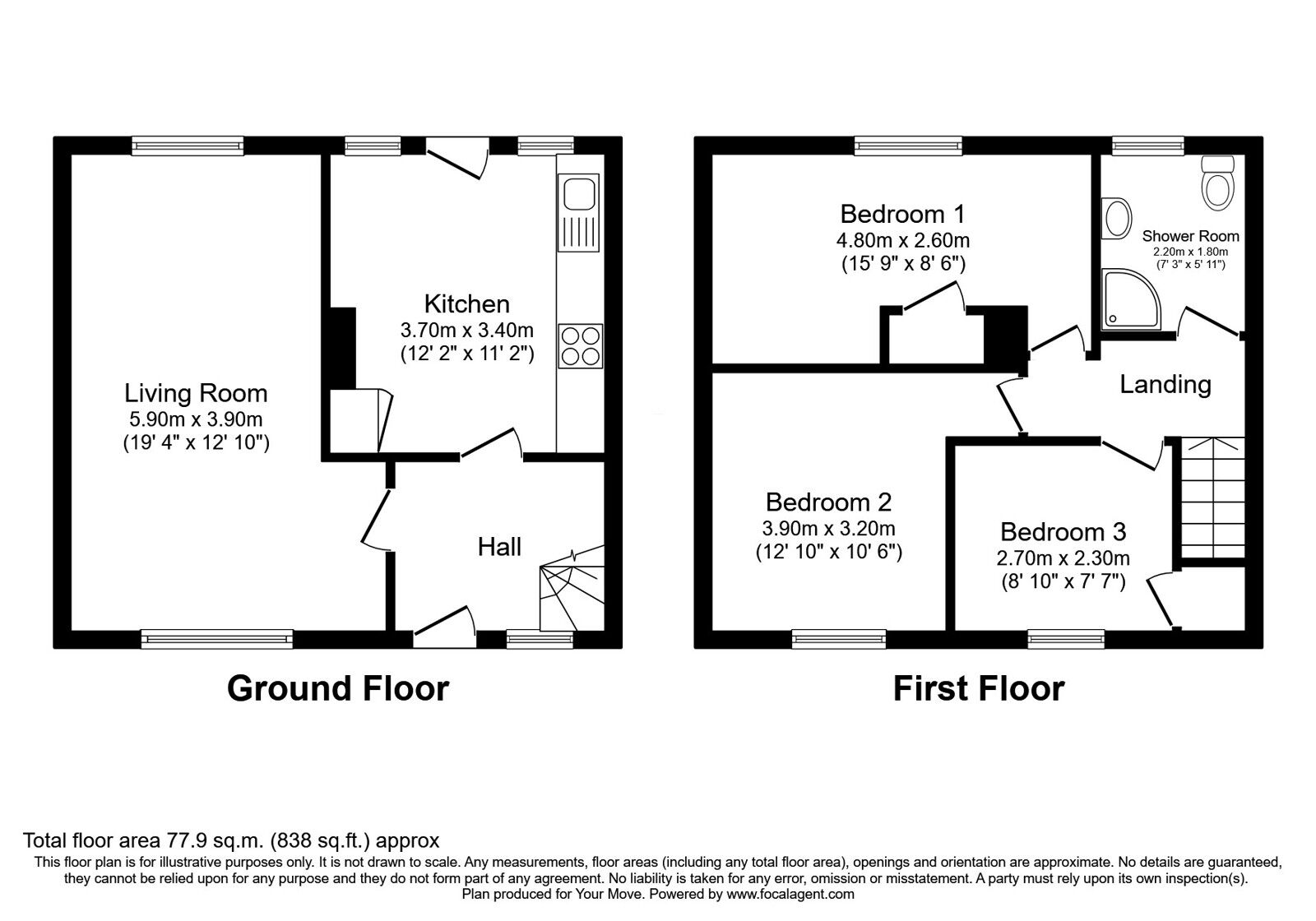 Floorplan of 3 bedroom Mid Terrace House for sale, Rimbleton Avenue, Glenrothes, Fife, KY6