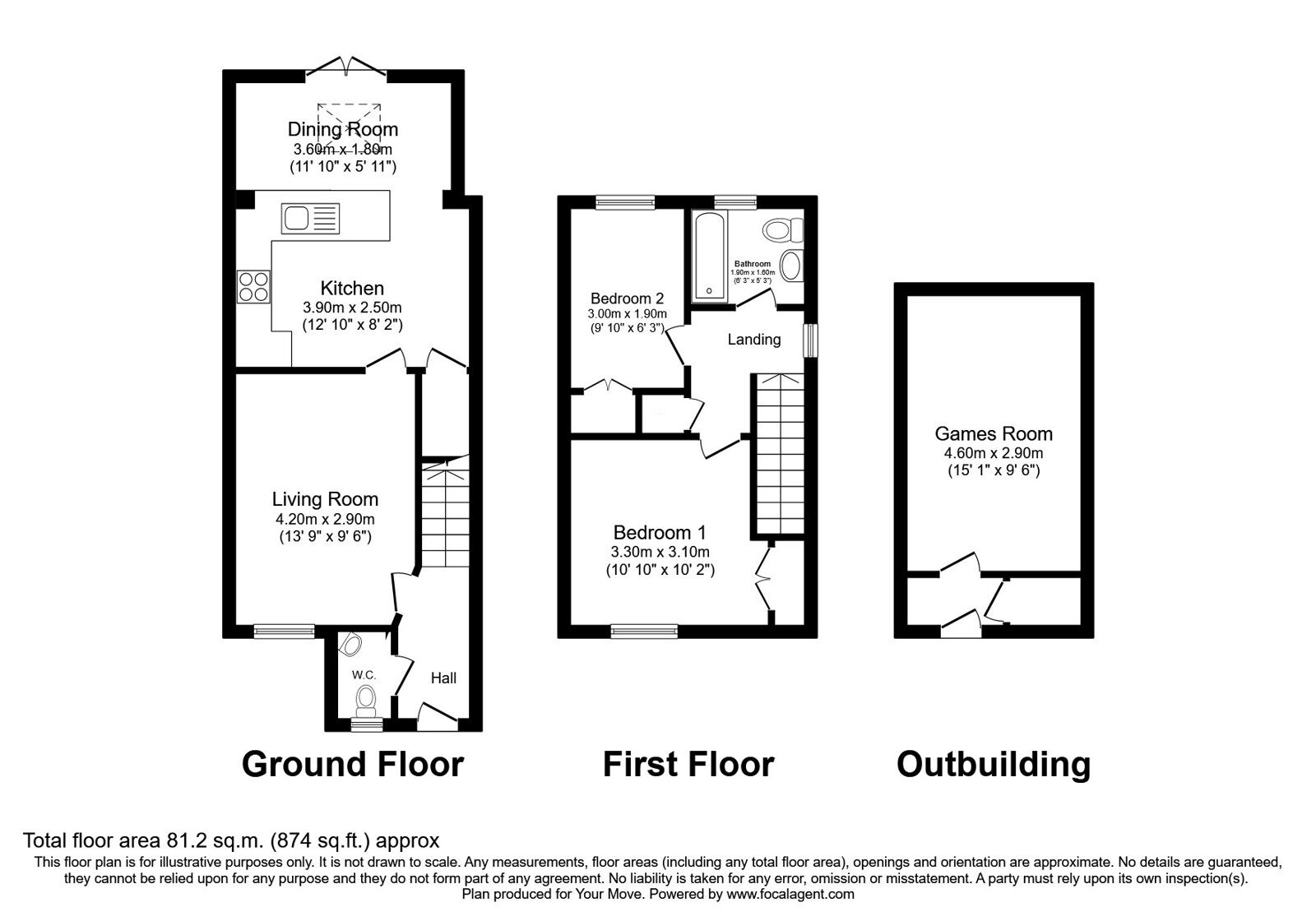 Floorplan of 2 bedroom Semi Detached House for sale, Calender Avenue, Kirkcaldy, Fife, KY1