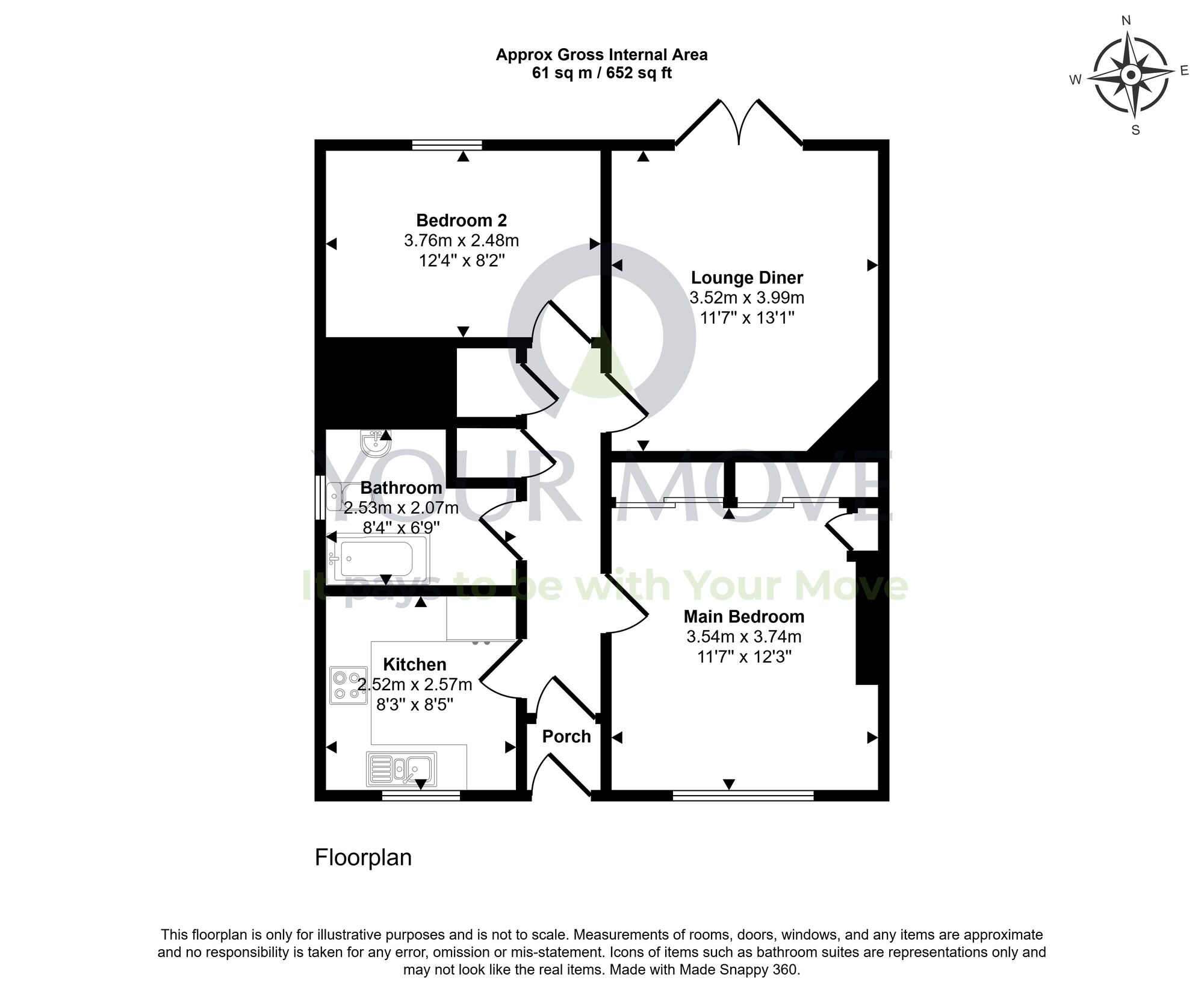 Floorplan of 2 bedroom Flat for sale, Balfour Place, Milton of Balgonie, Fife, KY7