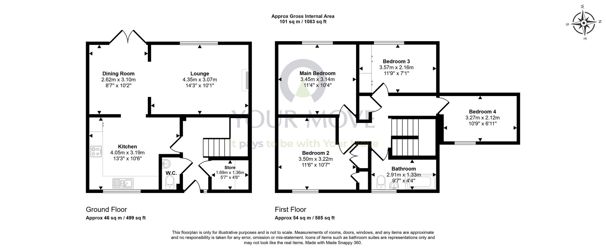 Floorplan of 4 bedroom Mid Terrace House for sale, Cluny Place, Glenrothes, Fife, KY7
