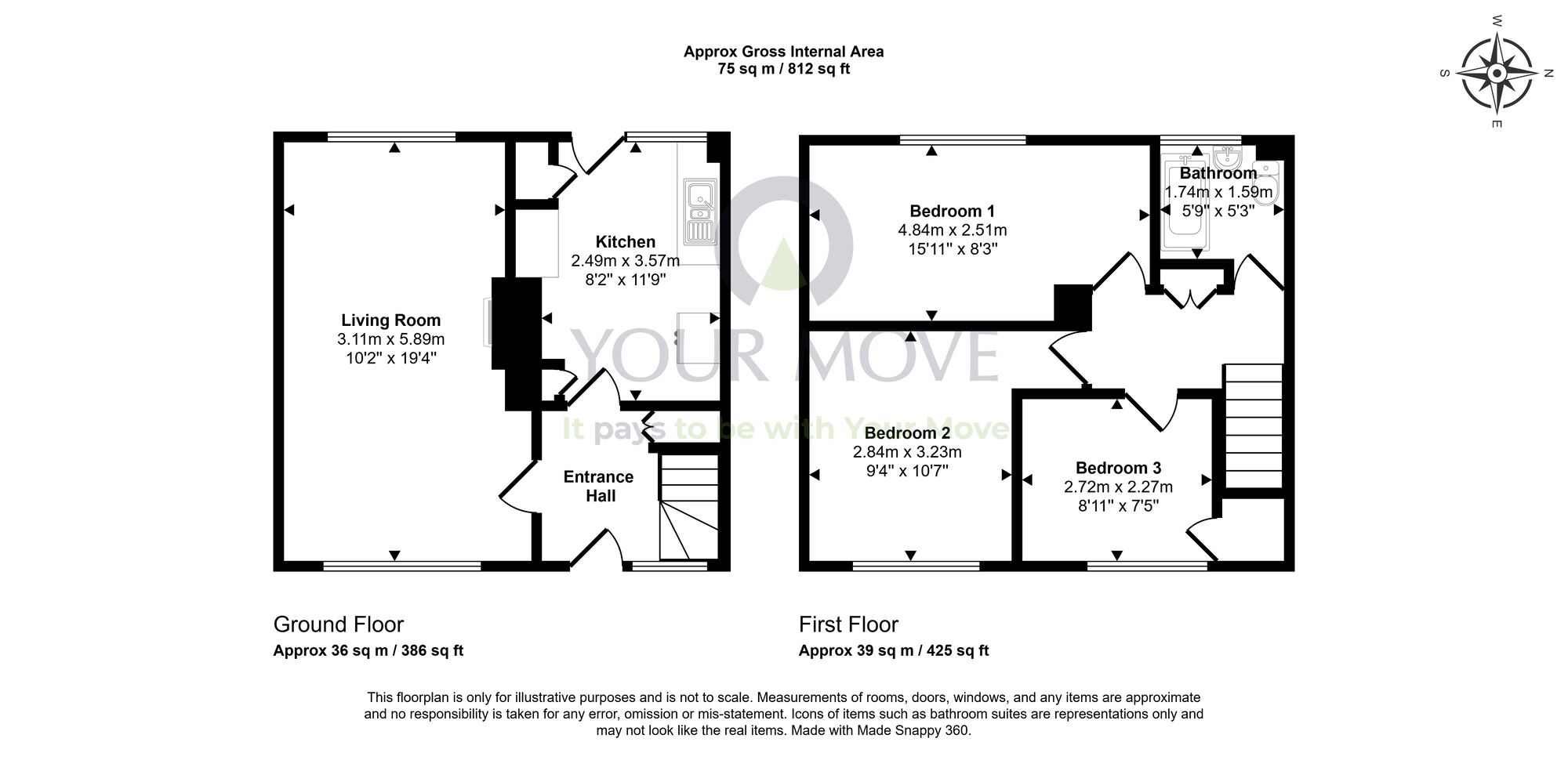 Floorplan of 3 bedroom Mid Terrace House for sale, St. Rule Place, Glenrothes, KY7