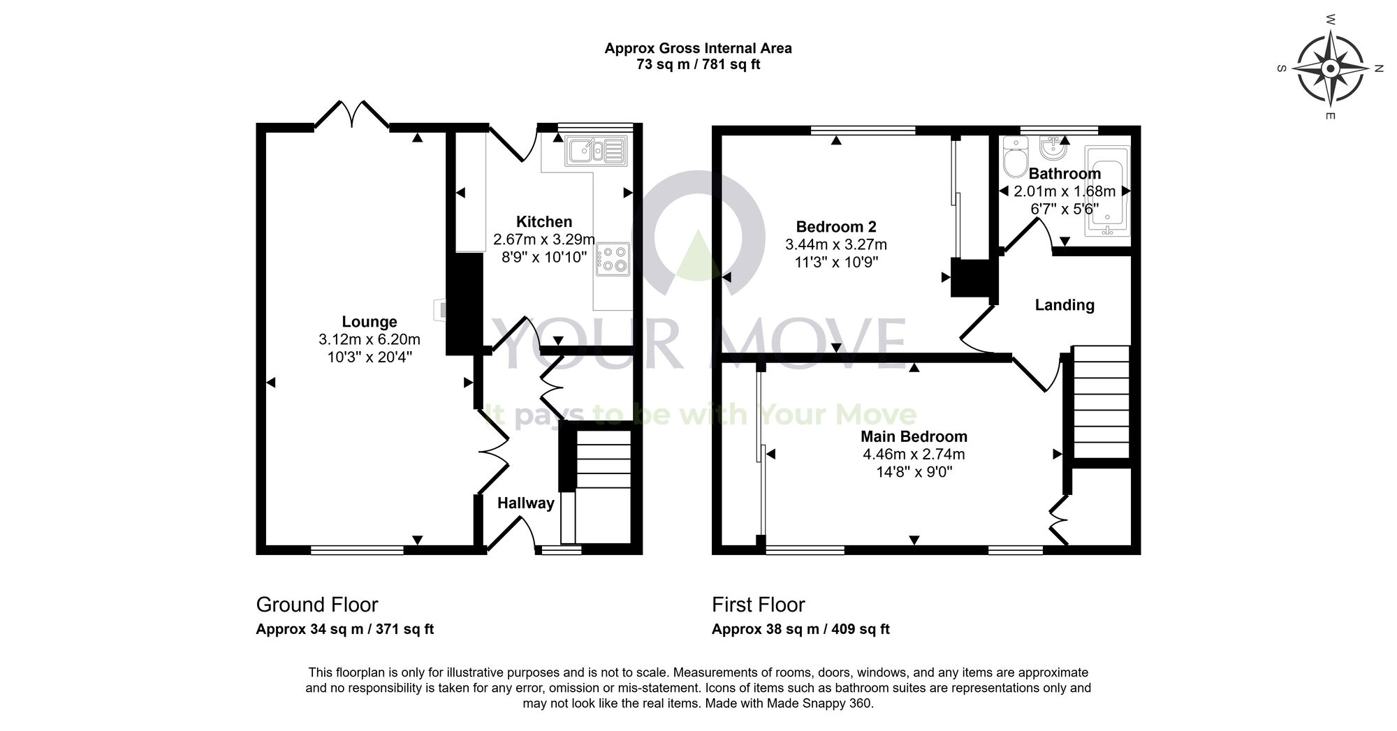 Floorplan of 2 bedroom Mid Terrace House for sale, Kirktoun Street, Ballingry, Fife, KY5