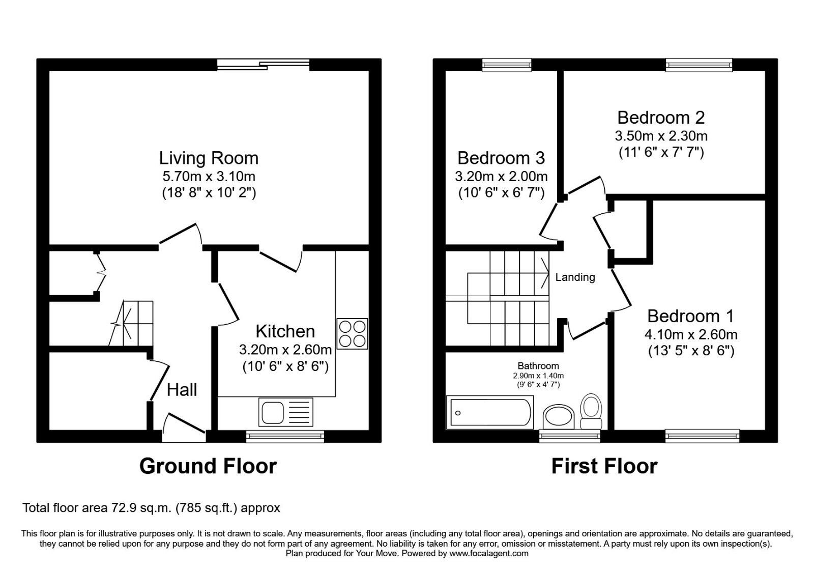 Floorplan of 3 bedroom House to rent, Inveraray Avenue, Glenrothes, Fife, KY7