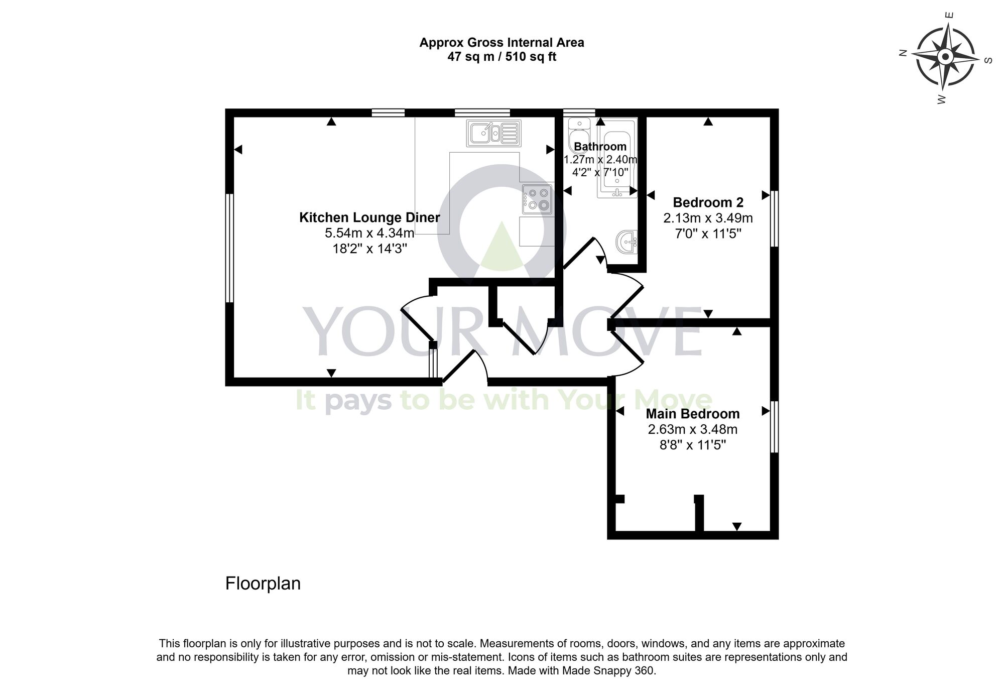 Floorplan of 2 bedroom Flat for sale, Adamson Court, Cupar, Fife, KY15