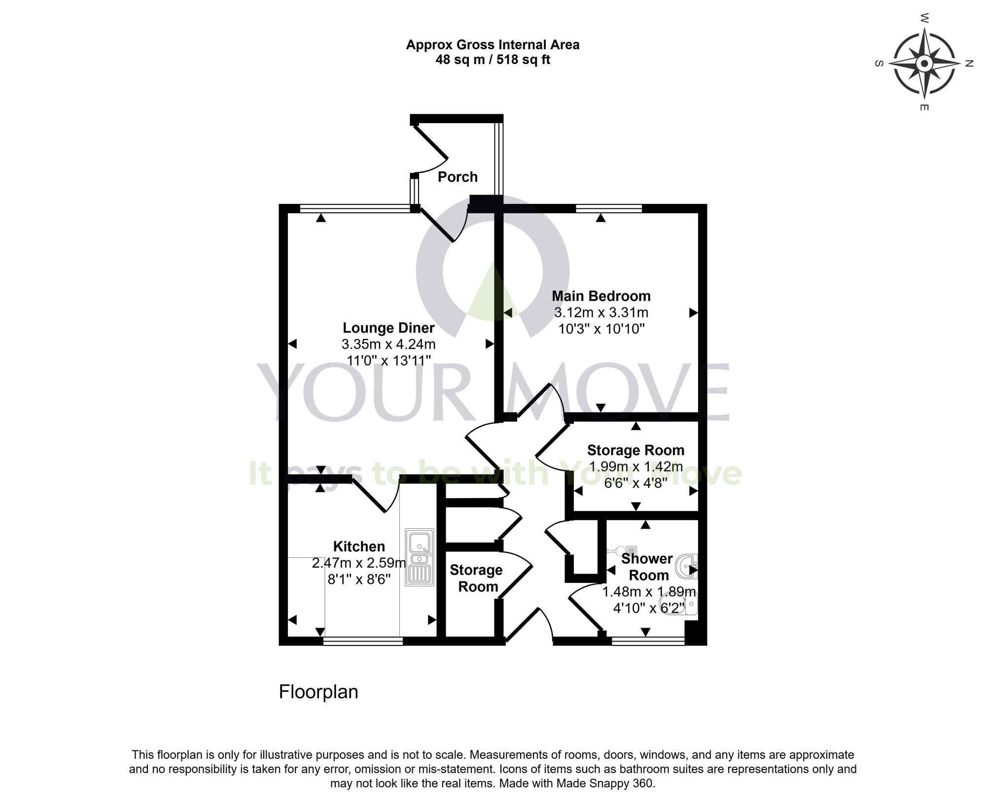Floorplan of 1 bedroom Semi Detached Bungalow for sale, Blair Avenue, Glenrothes, Fife, KY7