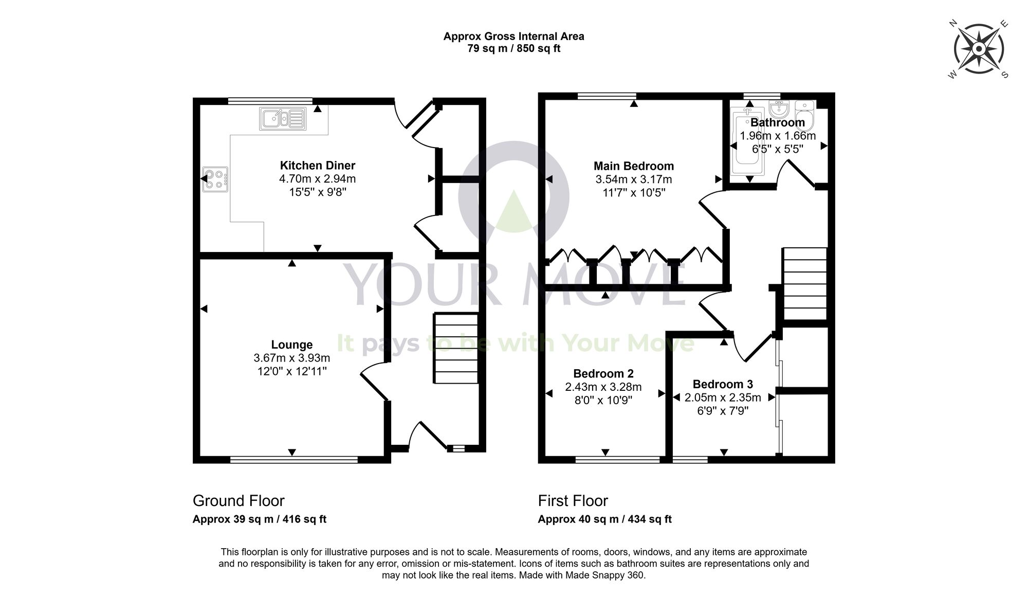 Floorplan of 3 bedroom End Terrace House for sale, Loughborough Road, Kirkcaldy, Fife, KY1