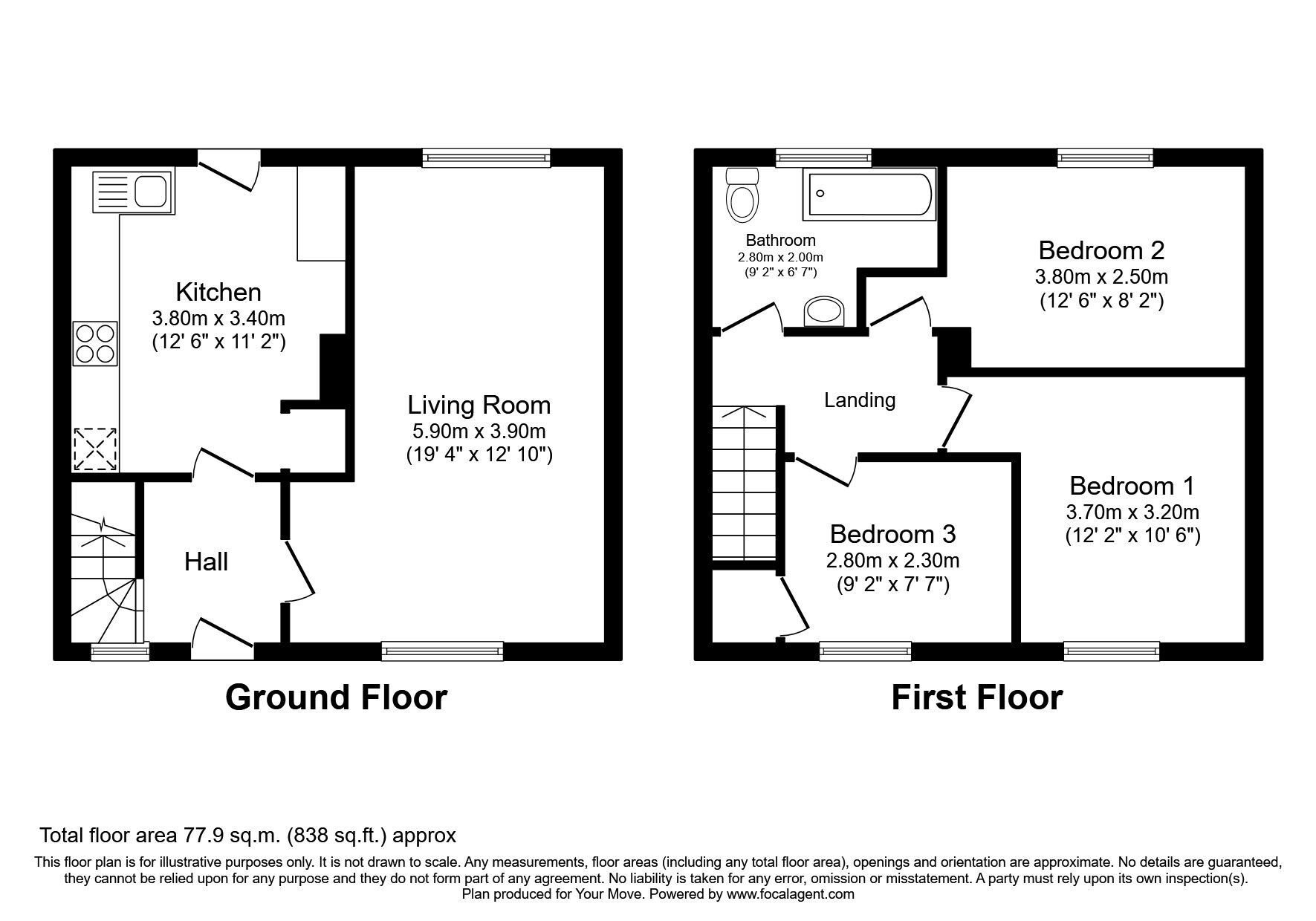 Floorplan of 3 bedroom Mid Terrace House for sale, Scott Road, Glenrothes, Fife, KY6