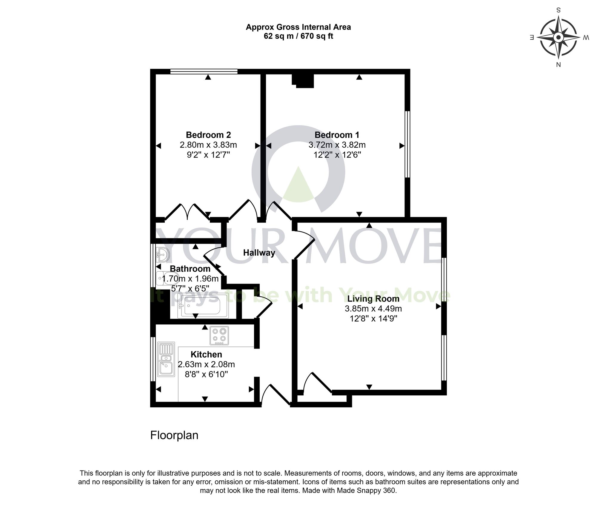 Floorplan of 2 bedroom Flat for sale, Church Street, Glenrothes, Fife, KY7