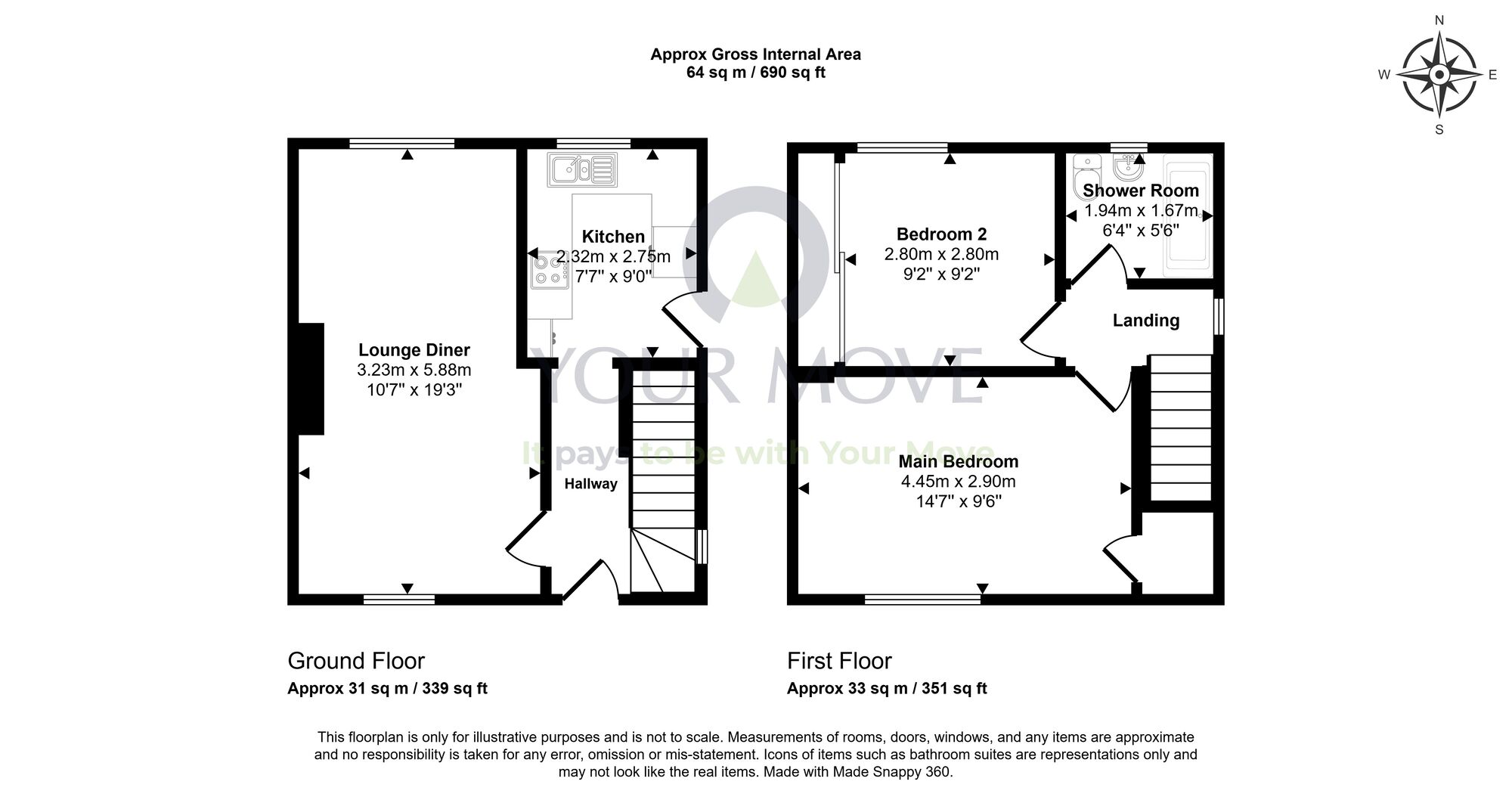 Floorplan of 2 bedroom End Terrace House for sale, Coronation Street, Coaltown, Fife, KY7