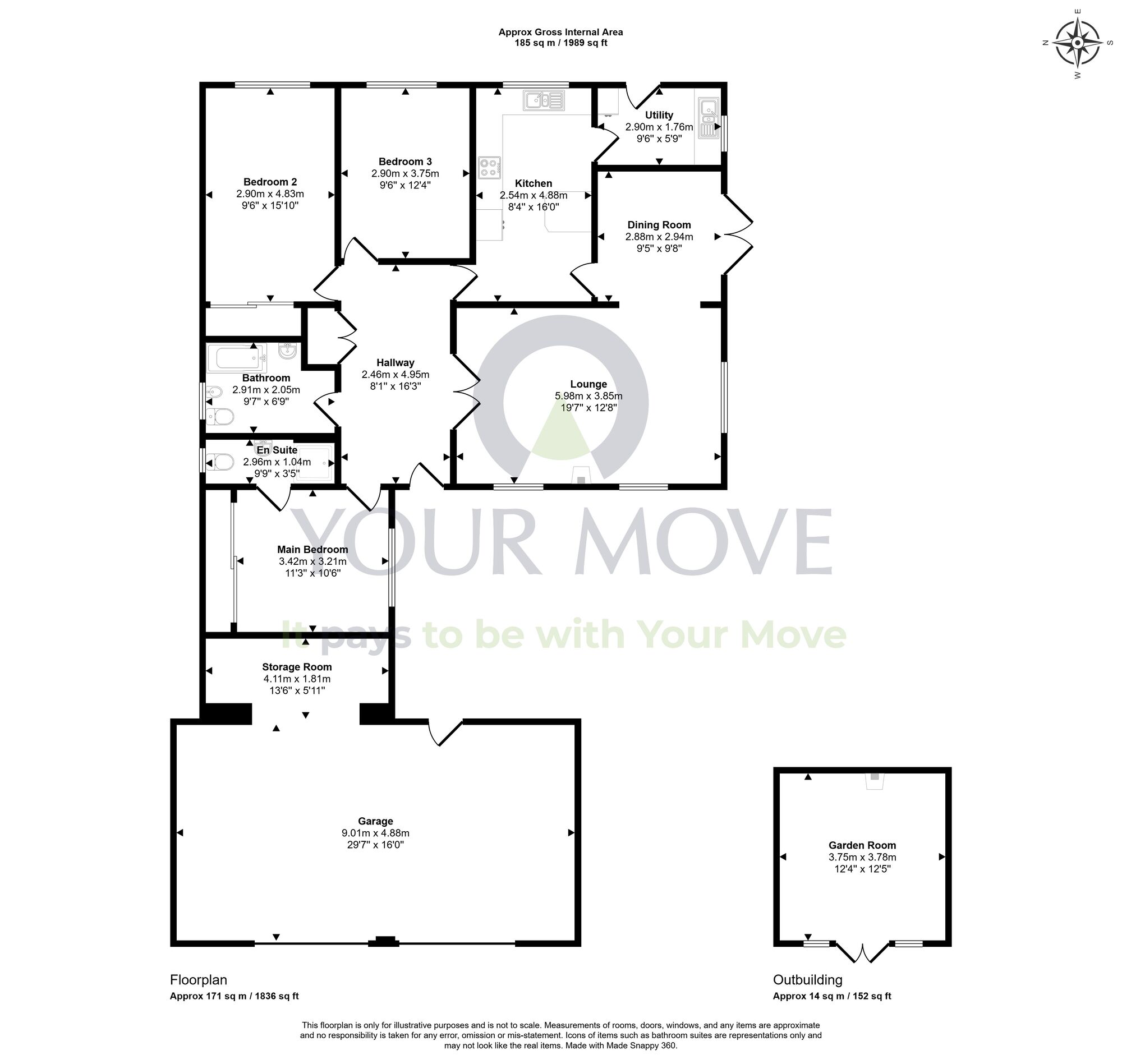 Floorplan of 3 bedroom Link Detached Bungalow for sale, Ashgrove Terrace, Kinglassie, Fife, KY5