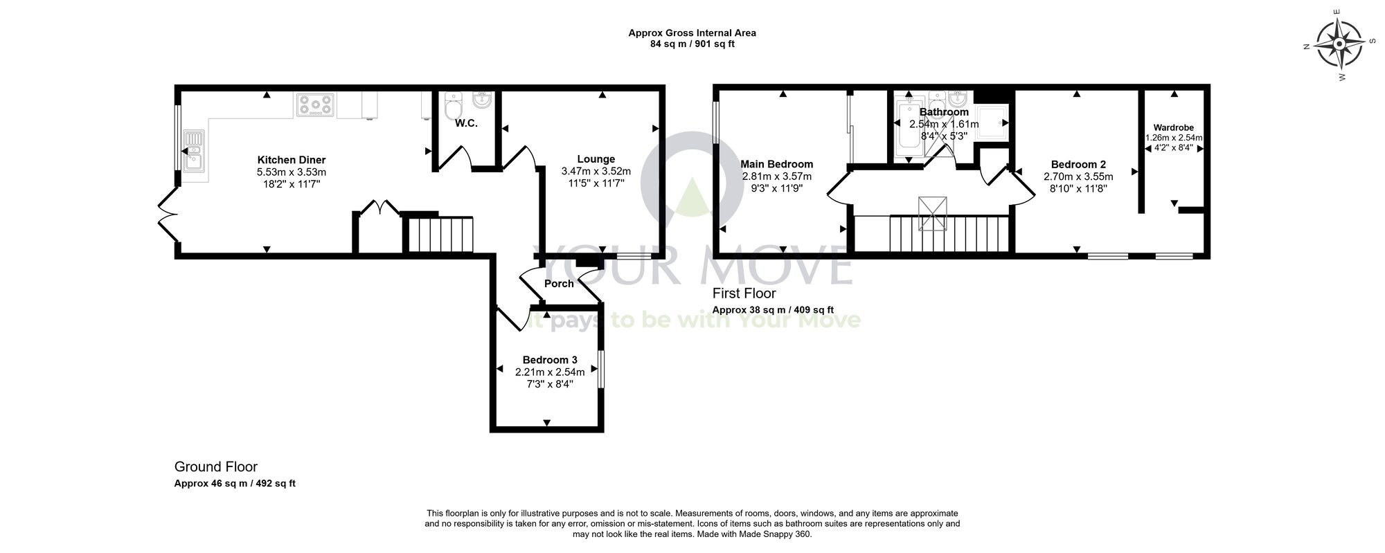 Floorplan of 3 bedroom Mid Terrace House for sale, Julian Road, Glenrothes, Fife, KY7