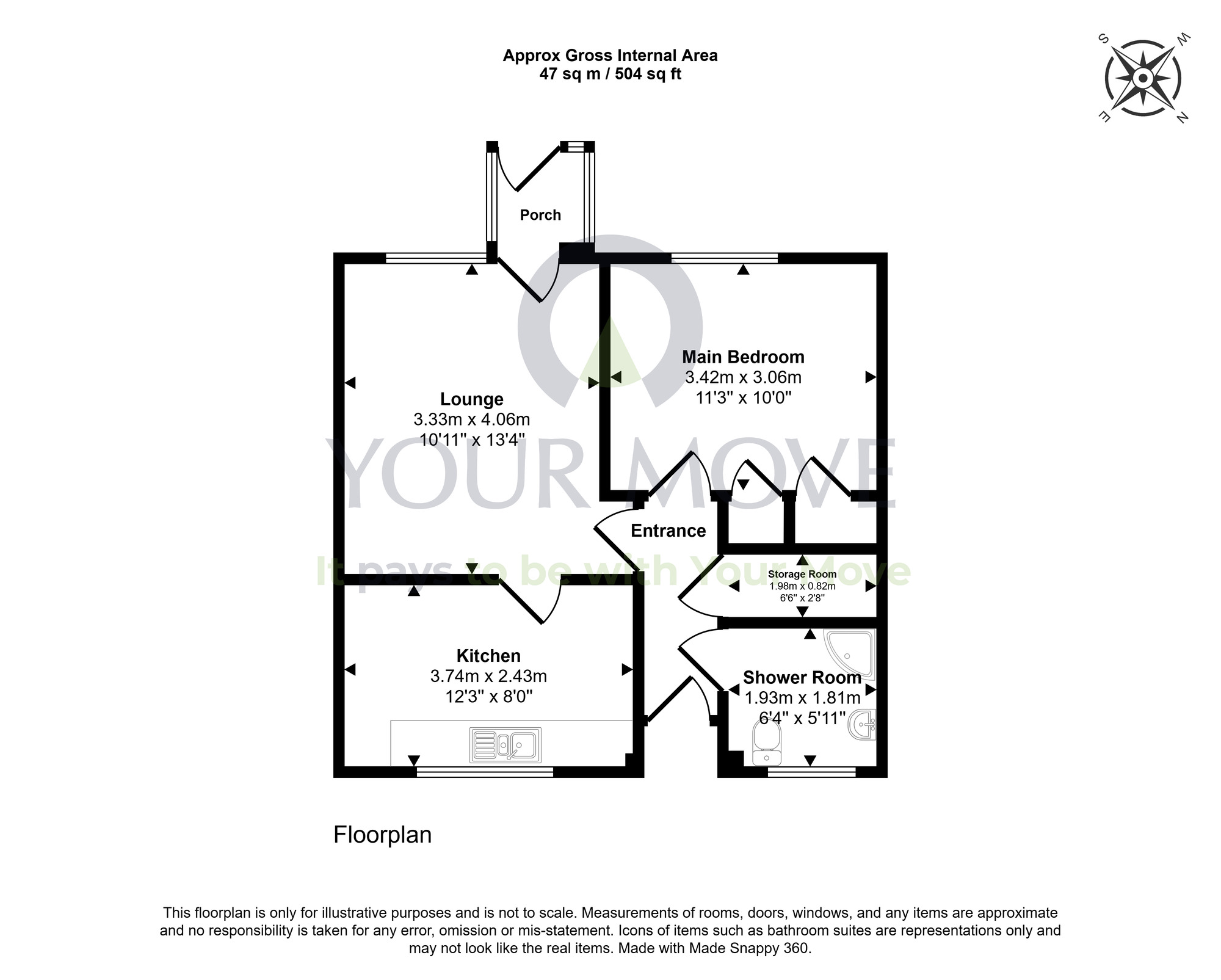 Floorplan of 1 bedroom Semi Detached Bungalow for sale, Skibo Avenue, Glenrothes, Fife, KY7