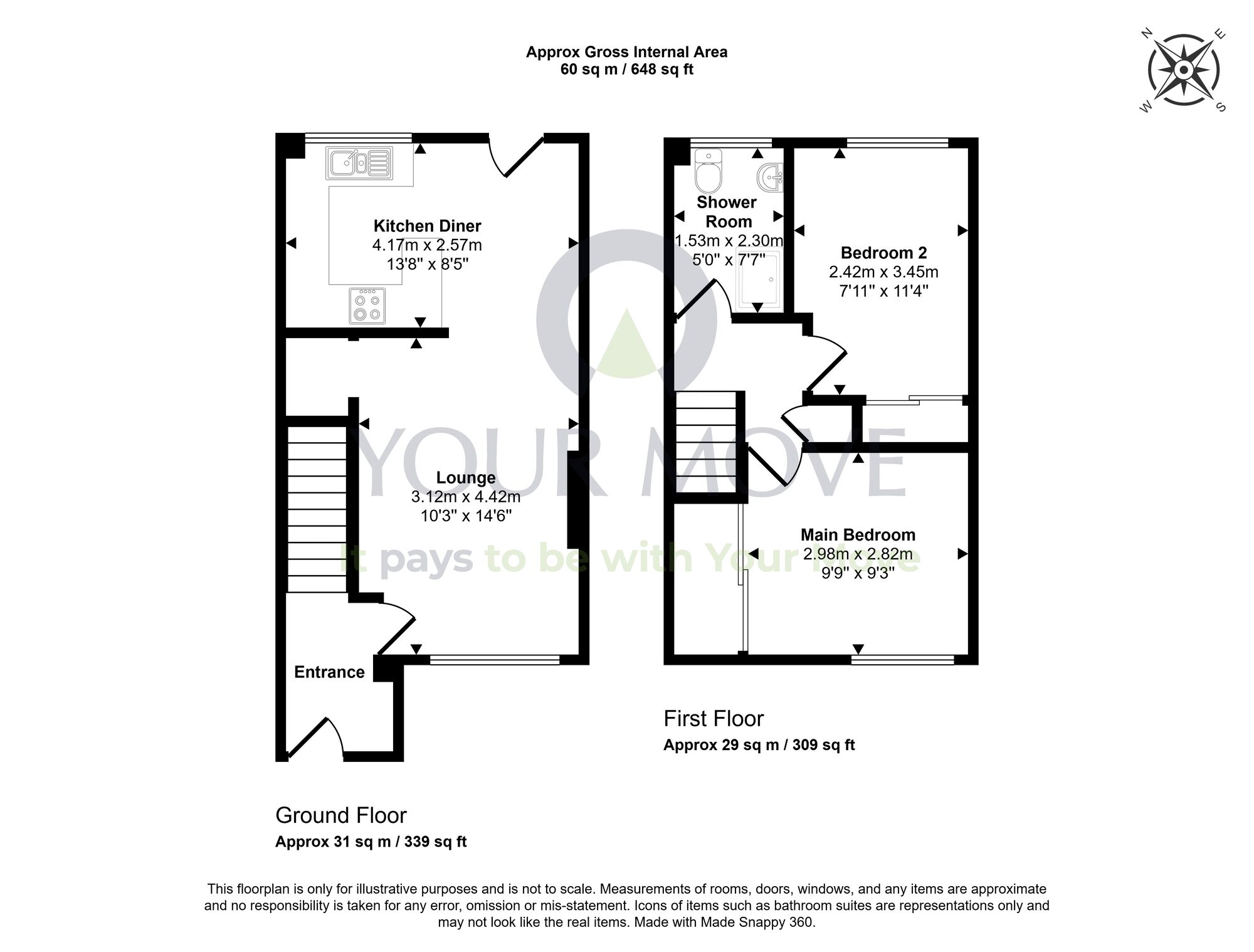 Floorplan of 2 bedroom Semi Detached House for sale, Dunbar Place, Kirkcaldy, Fife, KY2