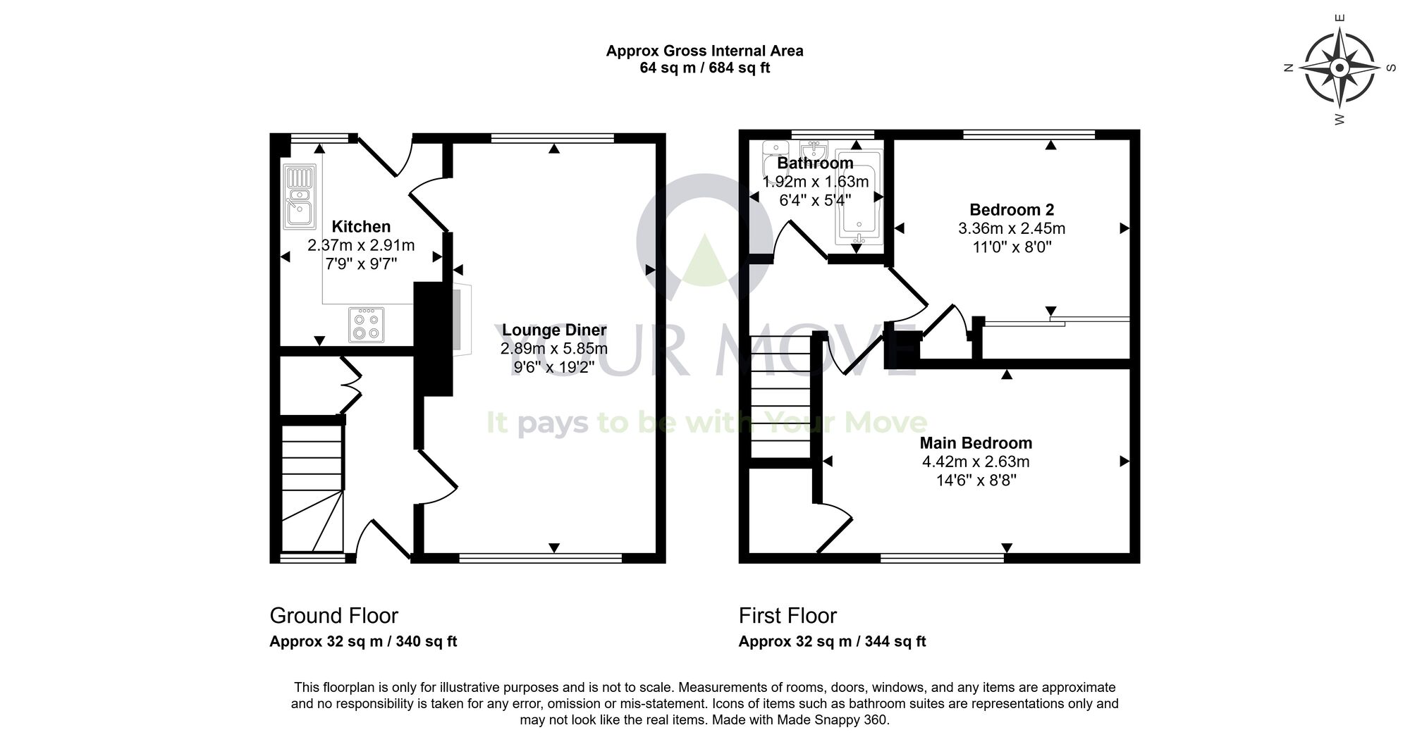Floorplan of 2 bedroom Mid Terrace House for sale, Lorne Court, Glenrothes, Fife, KY6