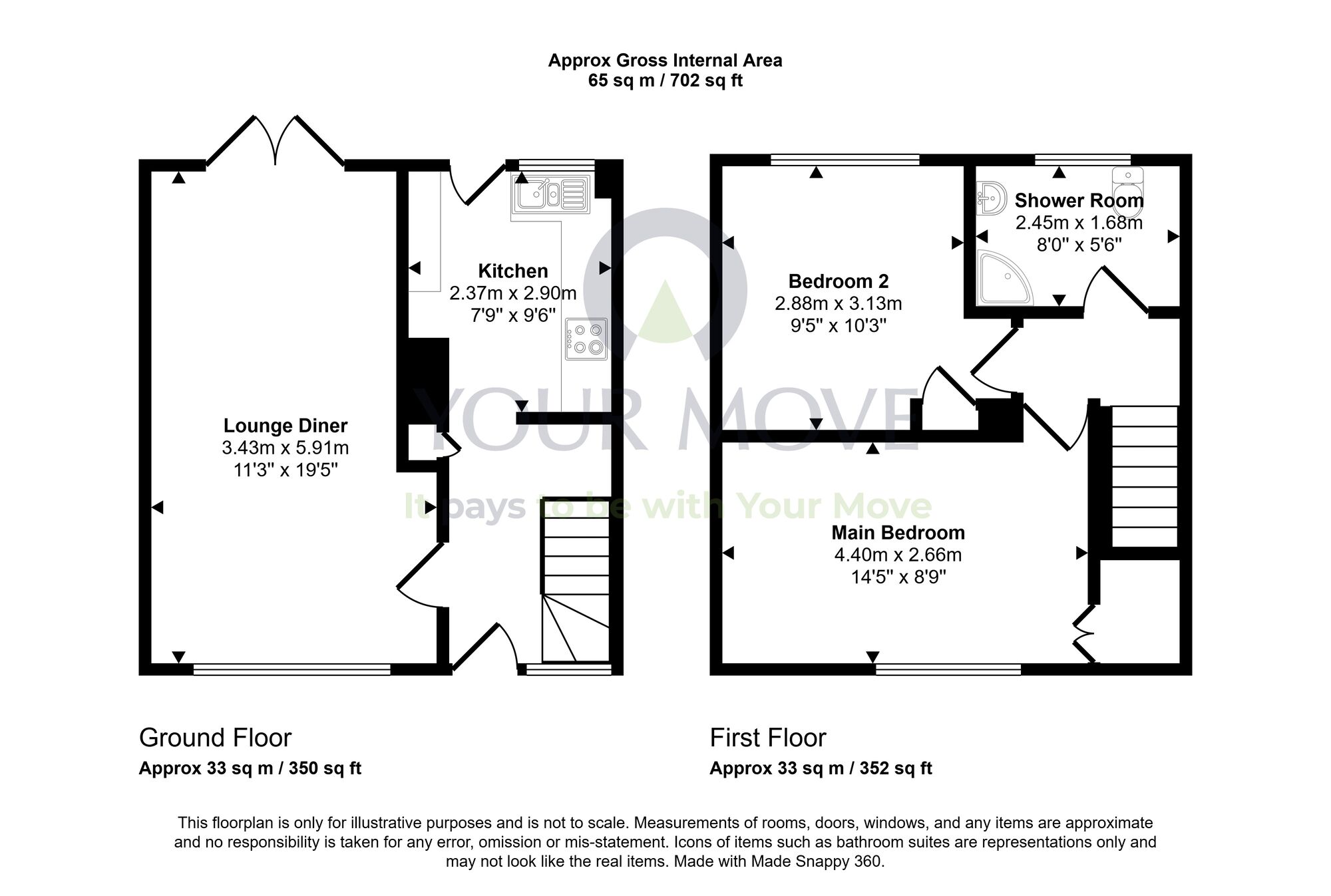 Floorplan of 2 bedroom Mid Terrace House for sale, Napier Road, Glenrothes, Fife, KY6