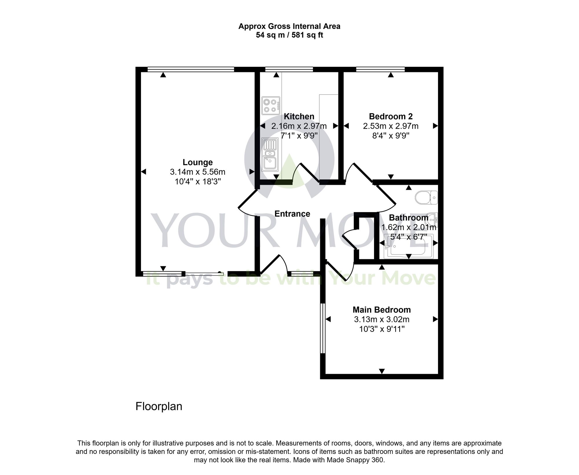 Floorplan of 2 bedroom Flat for sale, Huntly Drive, Glenrothes, Fife, KY6