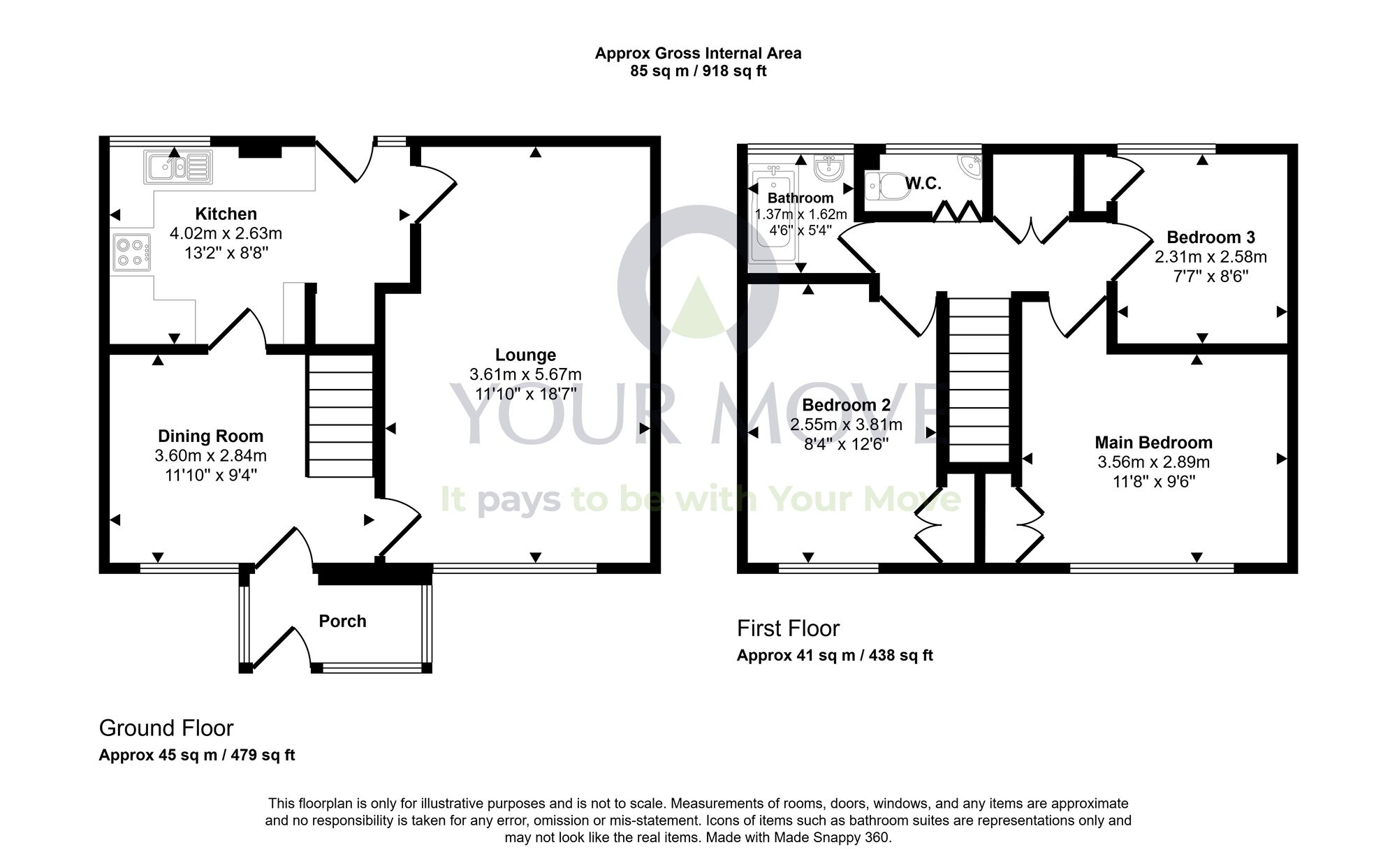 Floorplan of 3 bedroom Mid Terrace House for sale, Greenlaw Crescent, Glenrothes, Fife, KY6
