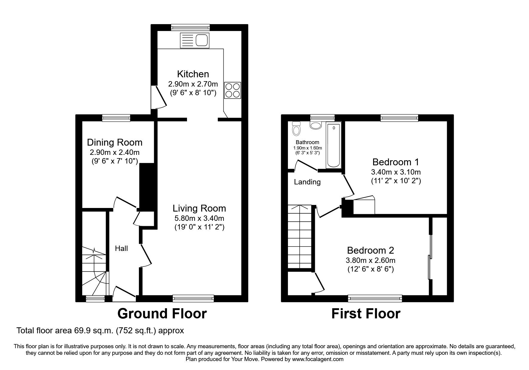 Floorplan of 3 bedroom Mid Terrace House to rent, Glenrothes, Fife, KY6