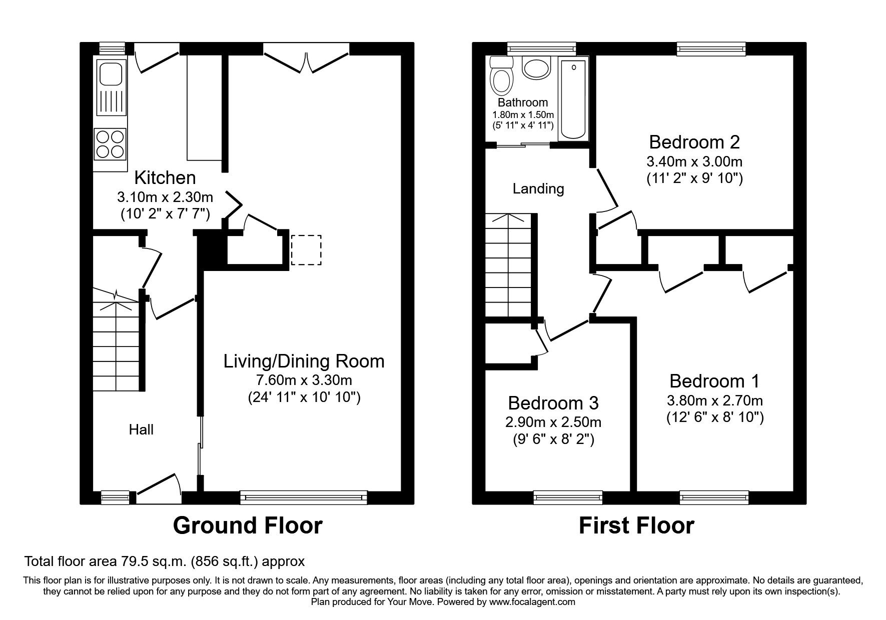 Floorplan of 3 bedroom  House to rent, Ralston Court, Glenrothes, Fife, KY6