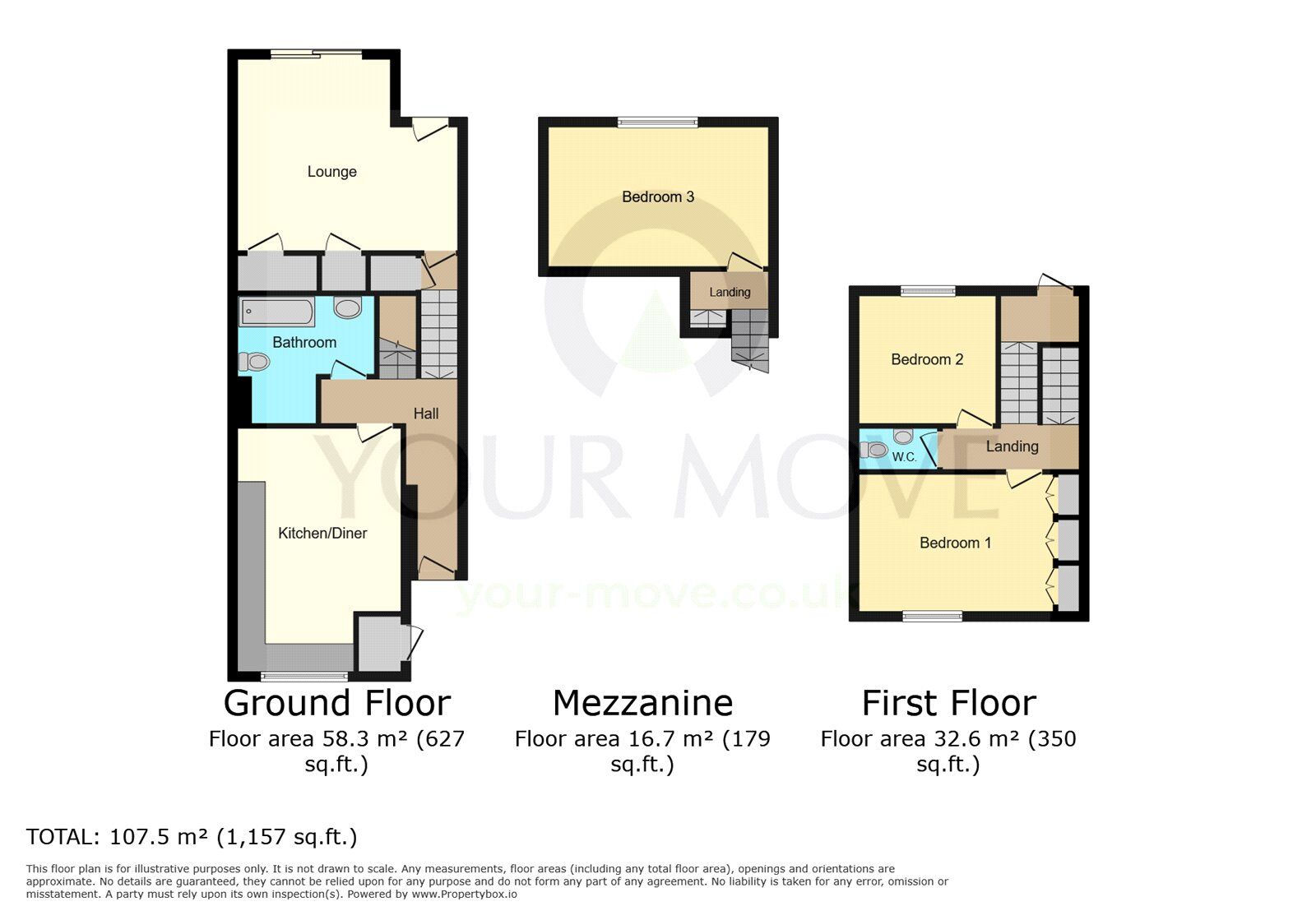 Floorplan of 3 bedroom Mid Terrace House to rent, Rose Street, Northfleet, Kent, DA11