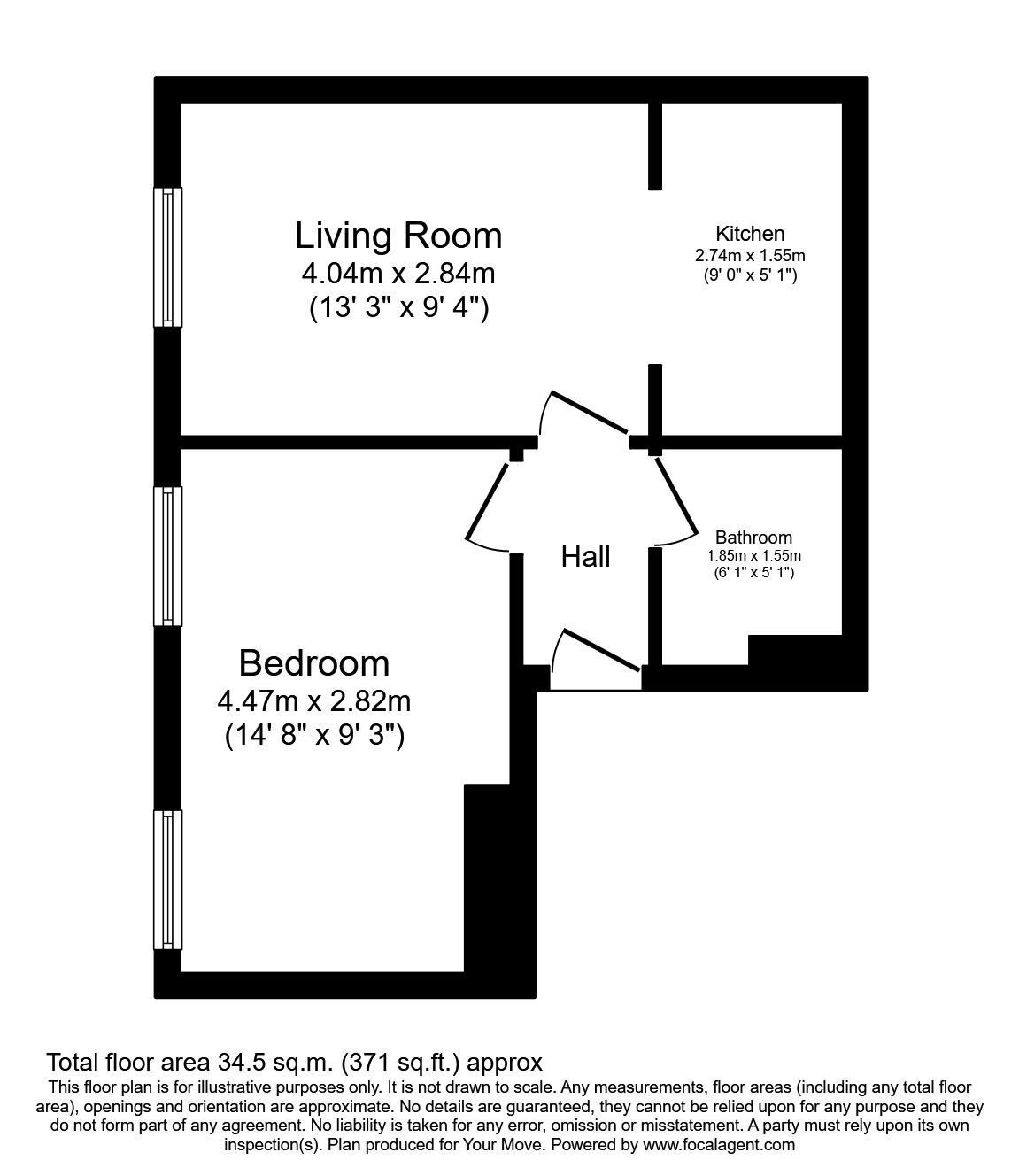 Floorplan of 1 bedroom Flat to rent, Bank Street, Gravesend, Kent, DA12