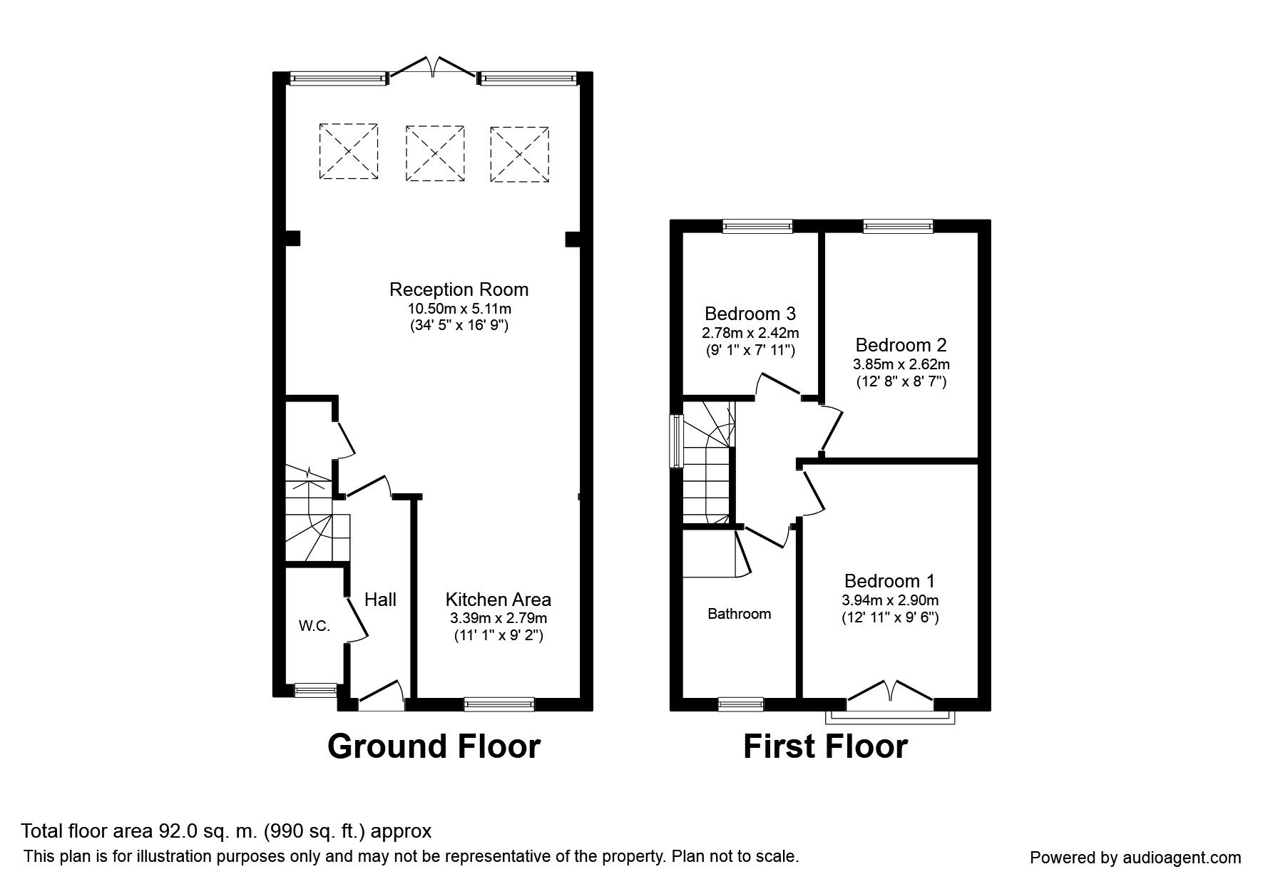 Floorplan of 3 bedroom End Terrace House to rent, Springhead Parkway, Northfleet, Kent, DA11