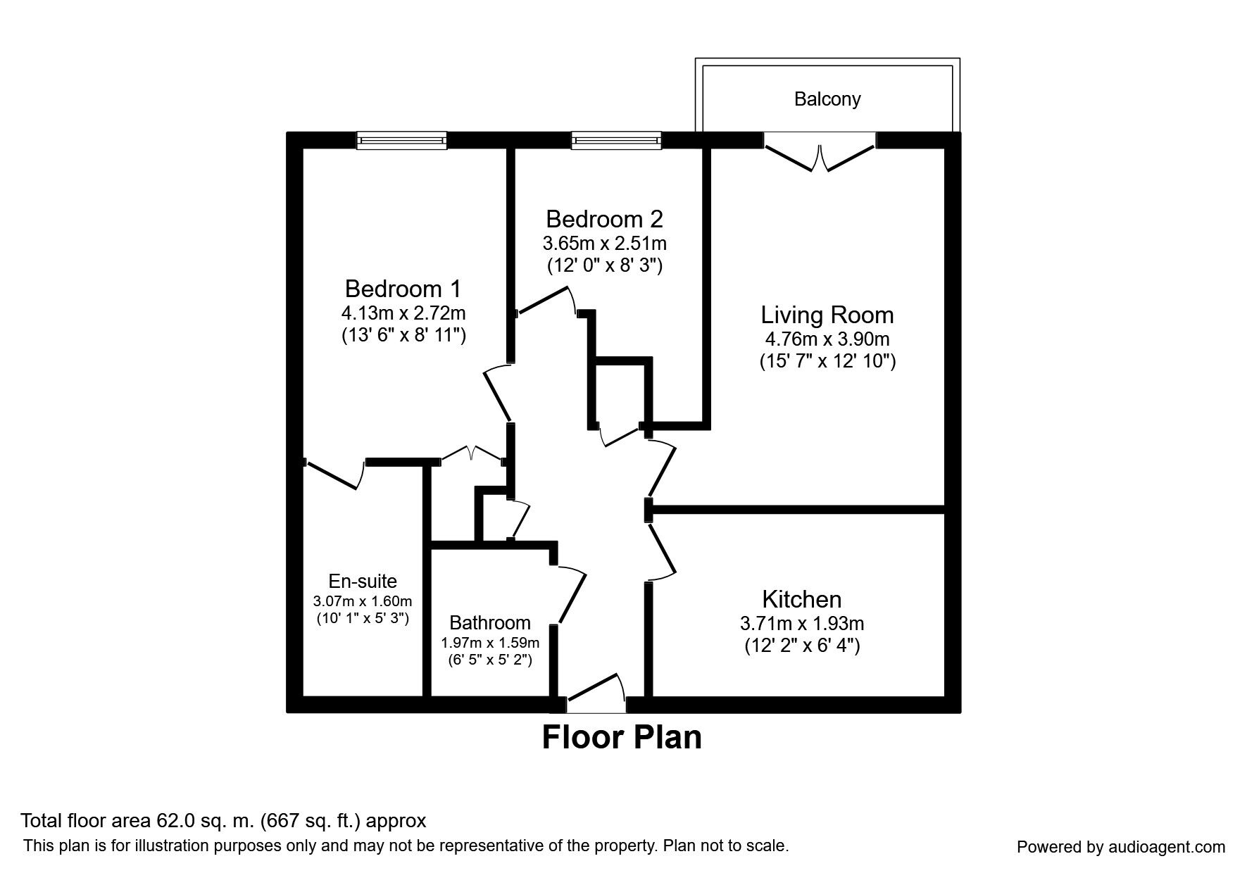 Floorplan of 2 bedroom  Flat to rent, Black Eagle Drive, Northfleet, Kent, DA11