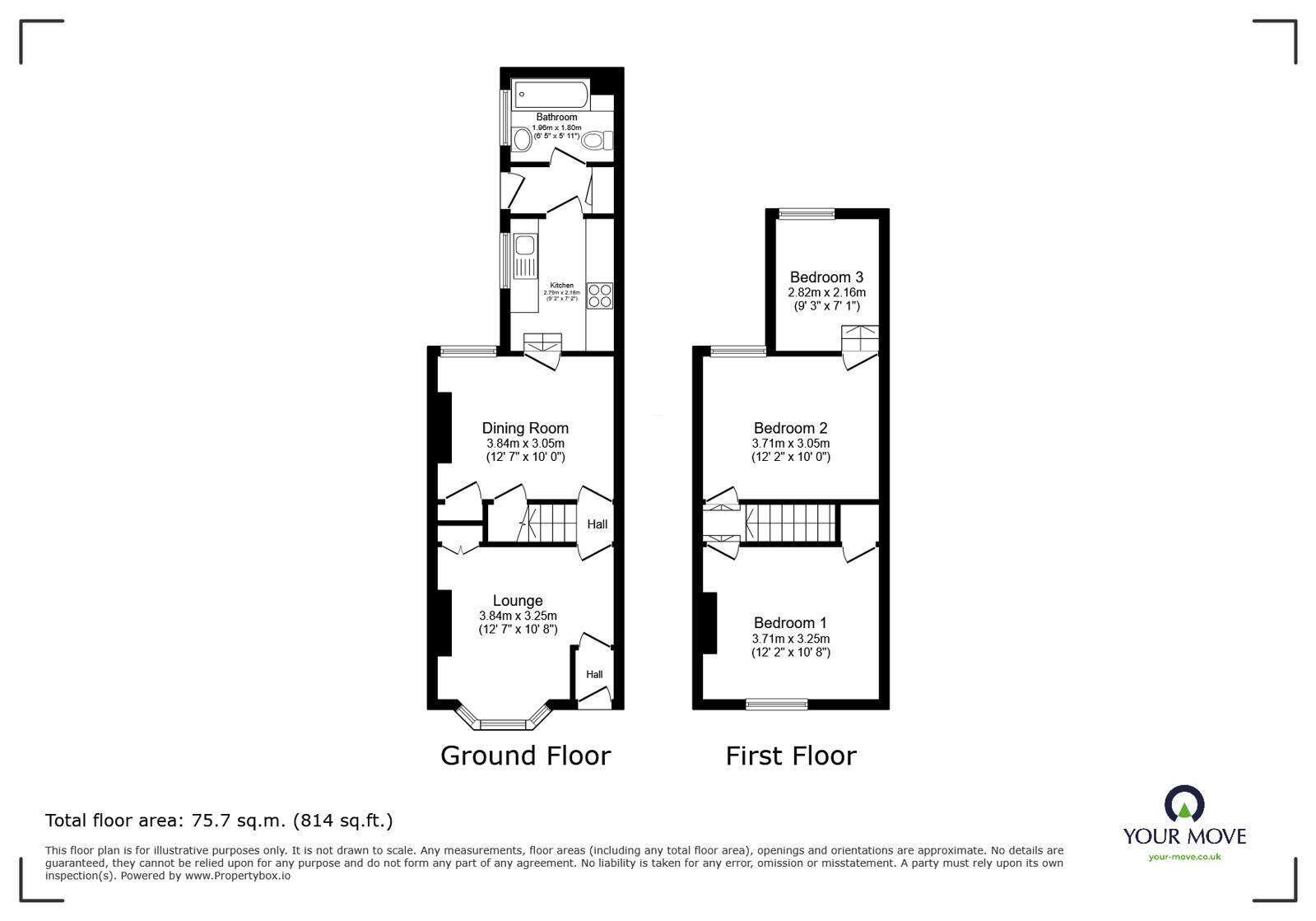 Floorplan of 3 bedroom Mid Terrace House to rent, Dover Road, Northfleet, Kent, DA11