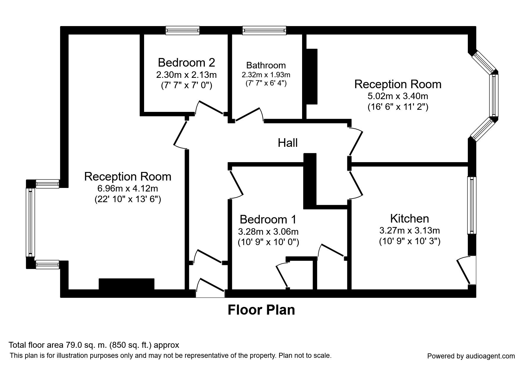 Floorplan of 3 bedroom Detached Bungalow to rent, Hollybush Road, Gravesend, Kent, DA12