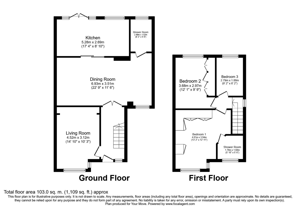 Floorplan of 3 bedroom Mid Terrace House to rent, Pier Road, Northfleet, Kent, DA11