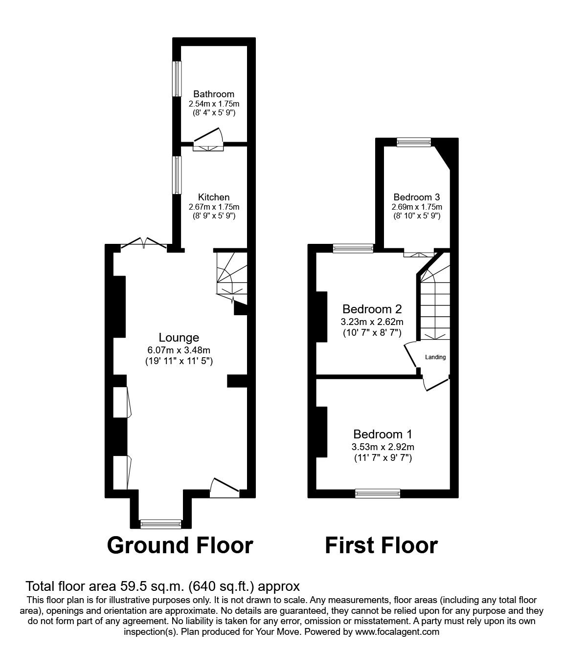 Floorplan of 2 bedroom End Terrace House to rent, Wingfield Road, Gravesend, Kent, DA12