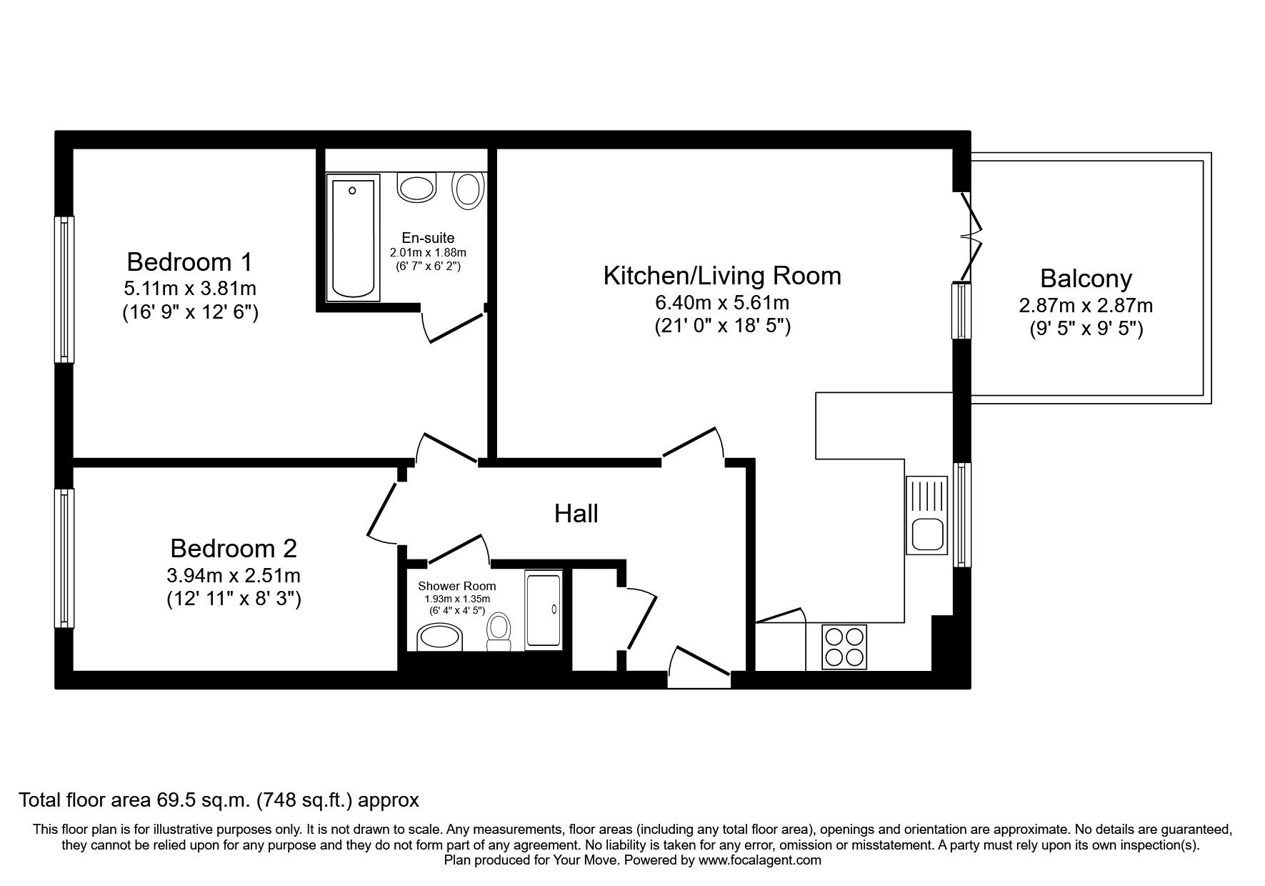 Floorplan of 2 bedroom  Flat to rent, Lett Lane, Castle Hill, Swanscombe, DA10