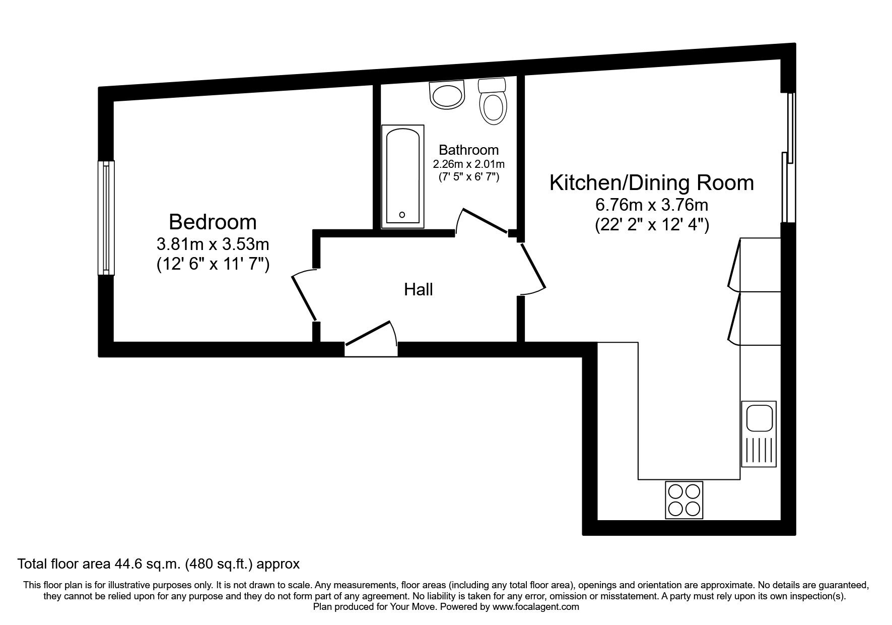 Floorplan of 1 bedroom  Flat to rent, Milton Road, Gravesend, Kent, DA12