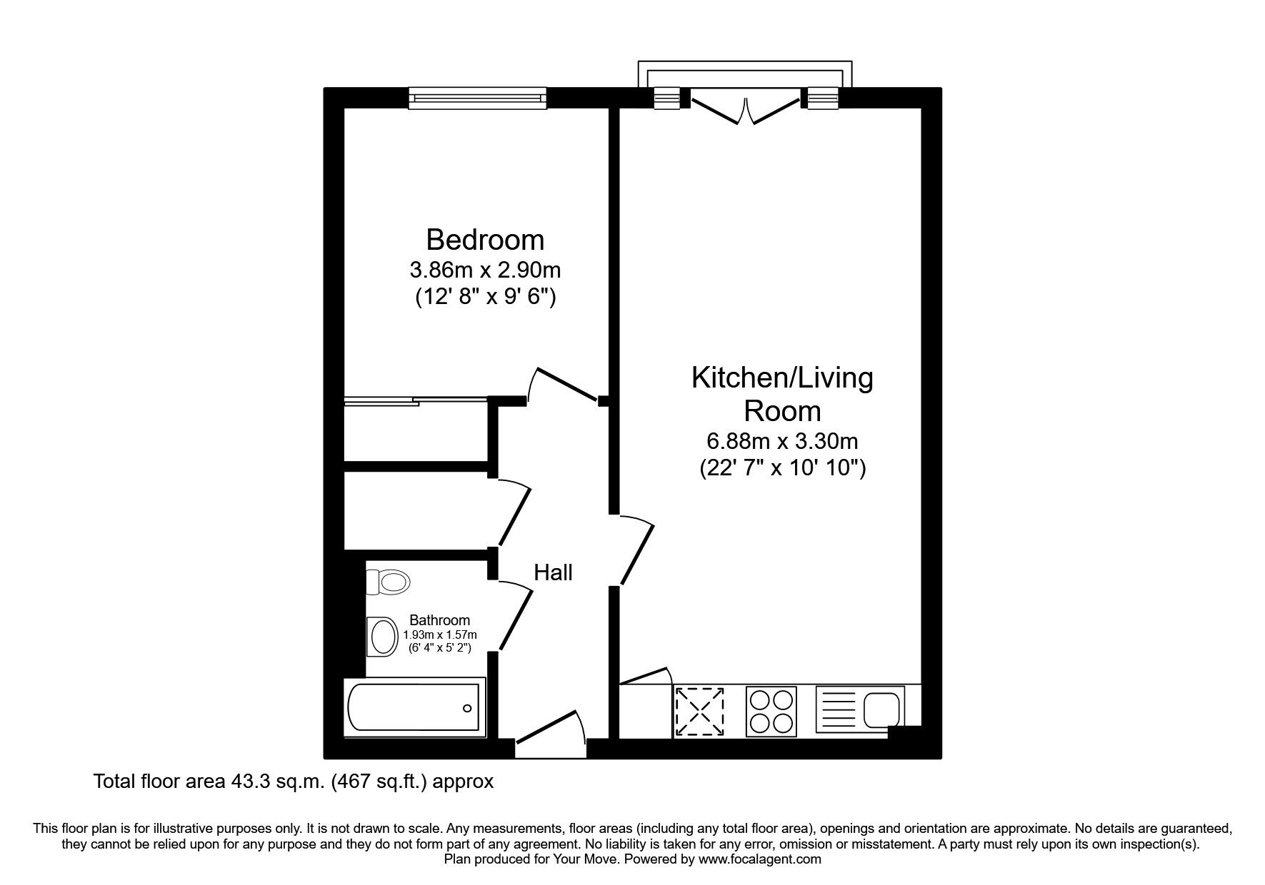 Floorplan of 1 bedroom  Flat to rent, Phoenix Court, Black Eagle Drive, Gravesend, DA11
