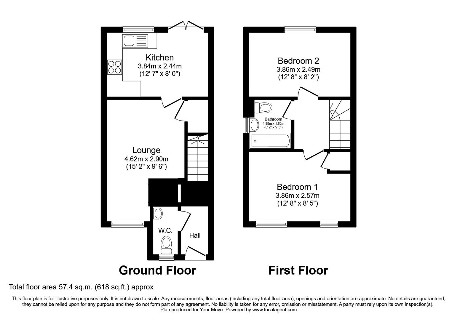 Floorplan of 2 bedroom House to rent, Hectare Lane, Gravesend, Kent, DA11
