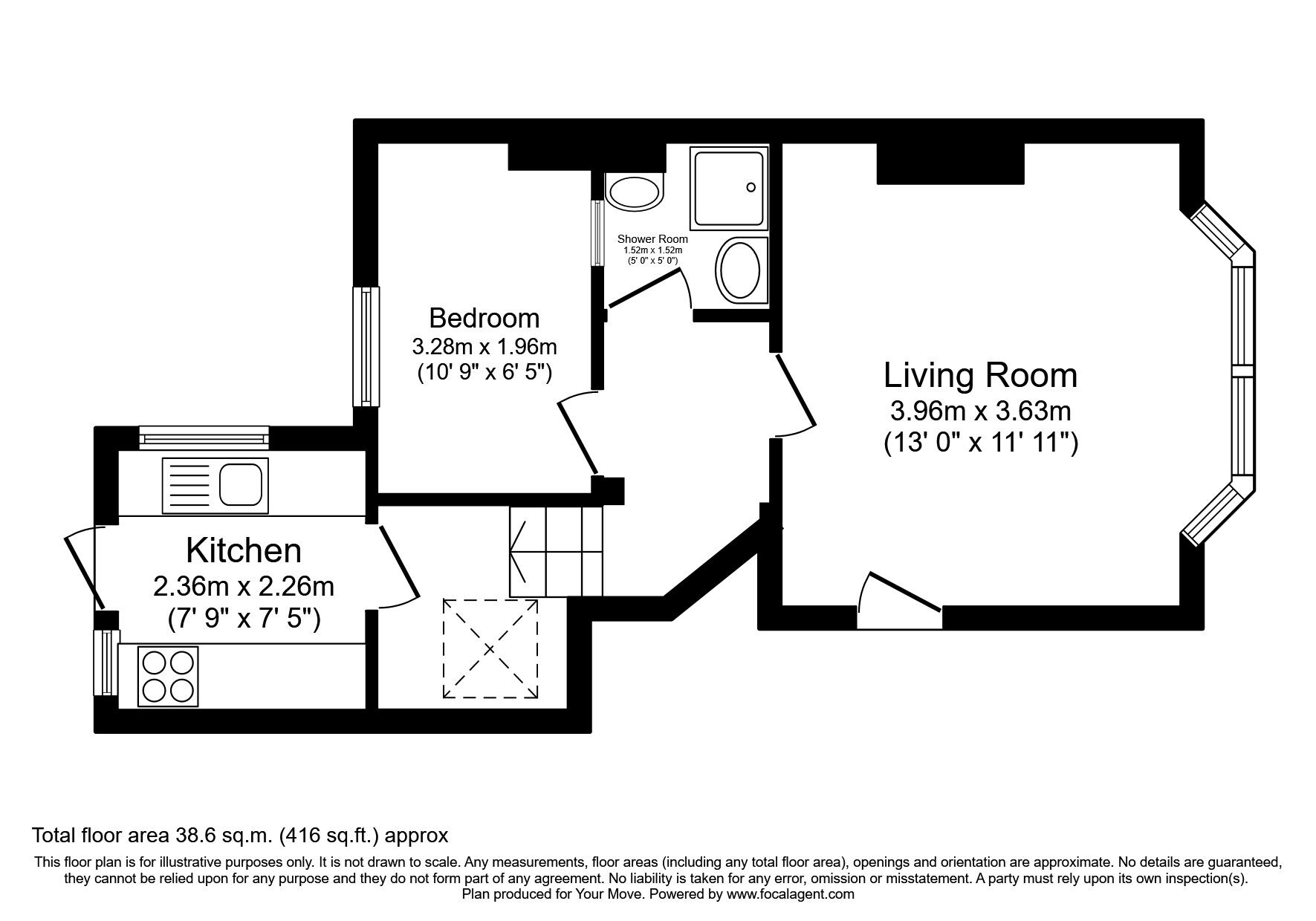 Floorplan of 1 bedroom Flat to rent, Darnley Street, Gravesend, Kent, DA11