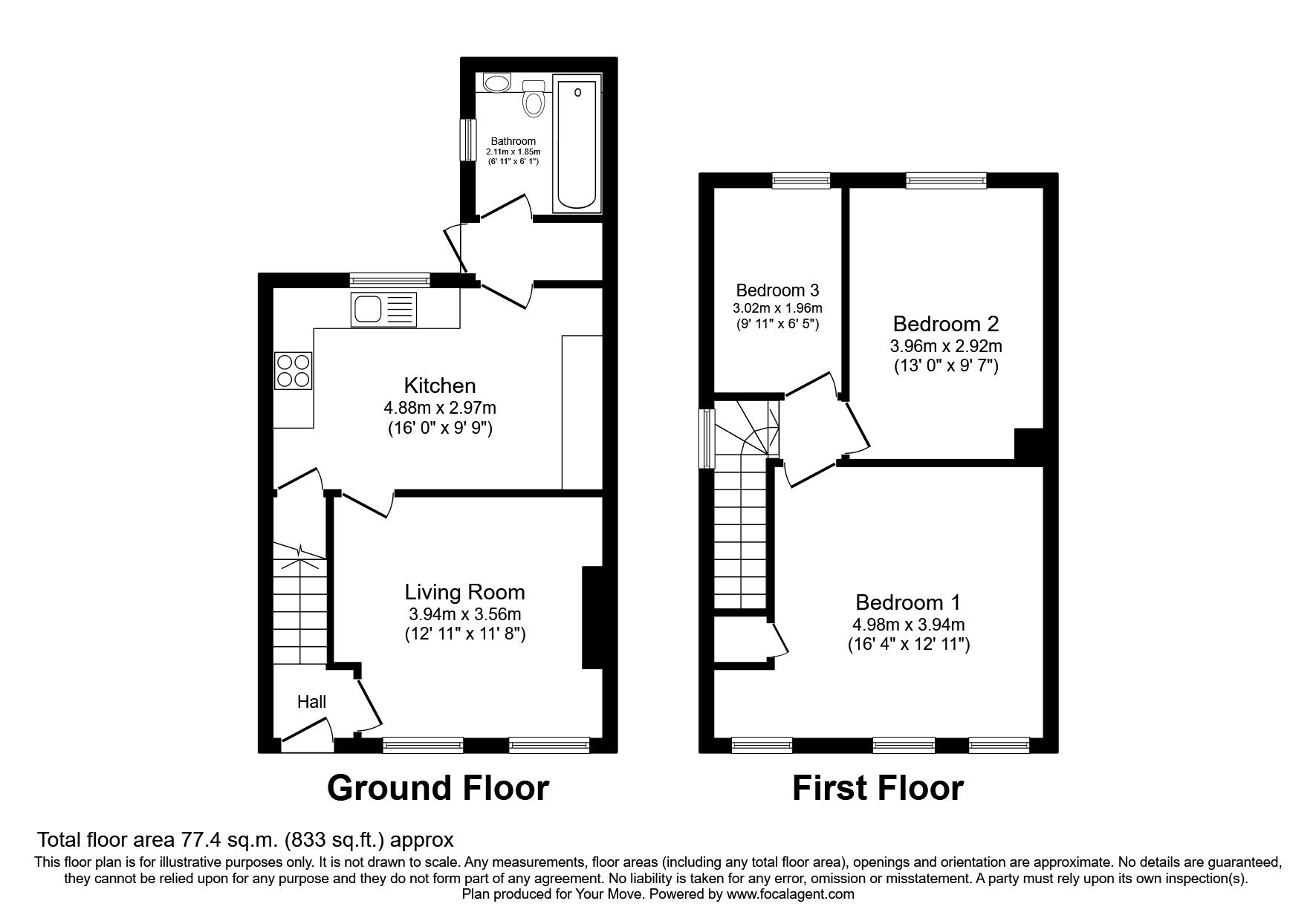 Floorplan of 3 bedroom Semi Detached House to rent, Gloucester Road, Gravesend, Kent, DA12