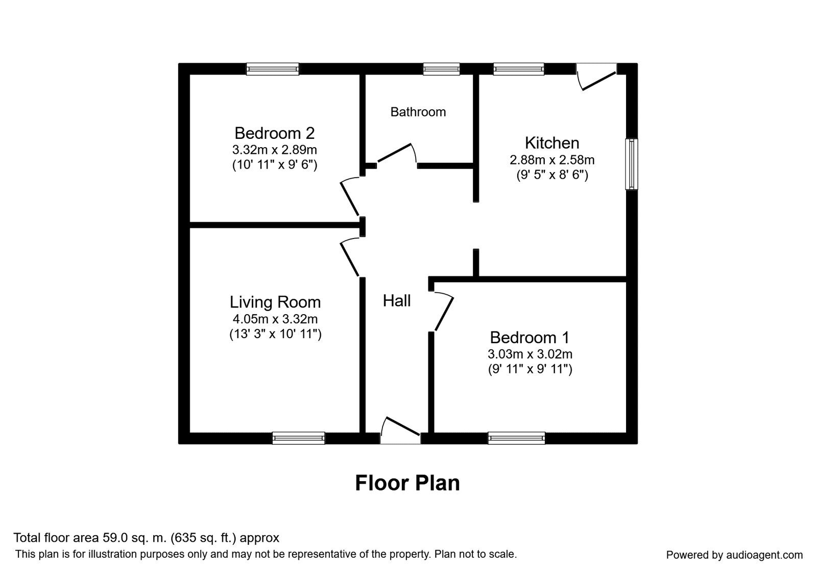 Floorplan of 2 bedroom  Flat to rent, Avon Close, Gravesend, Kent, DA12