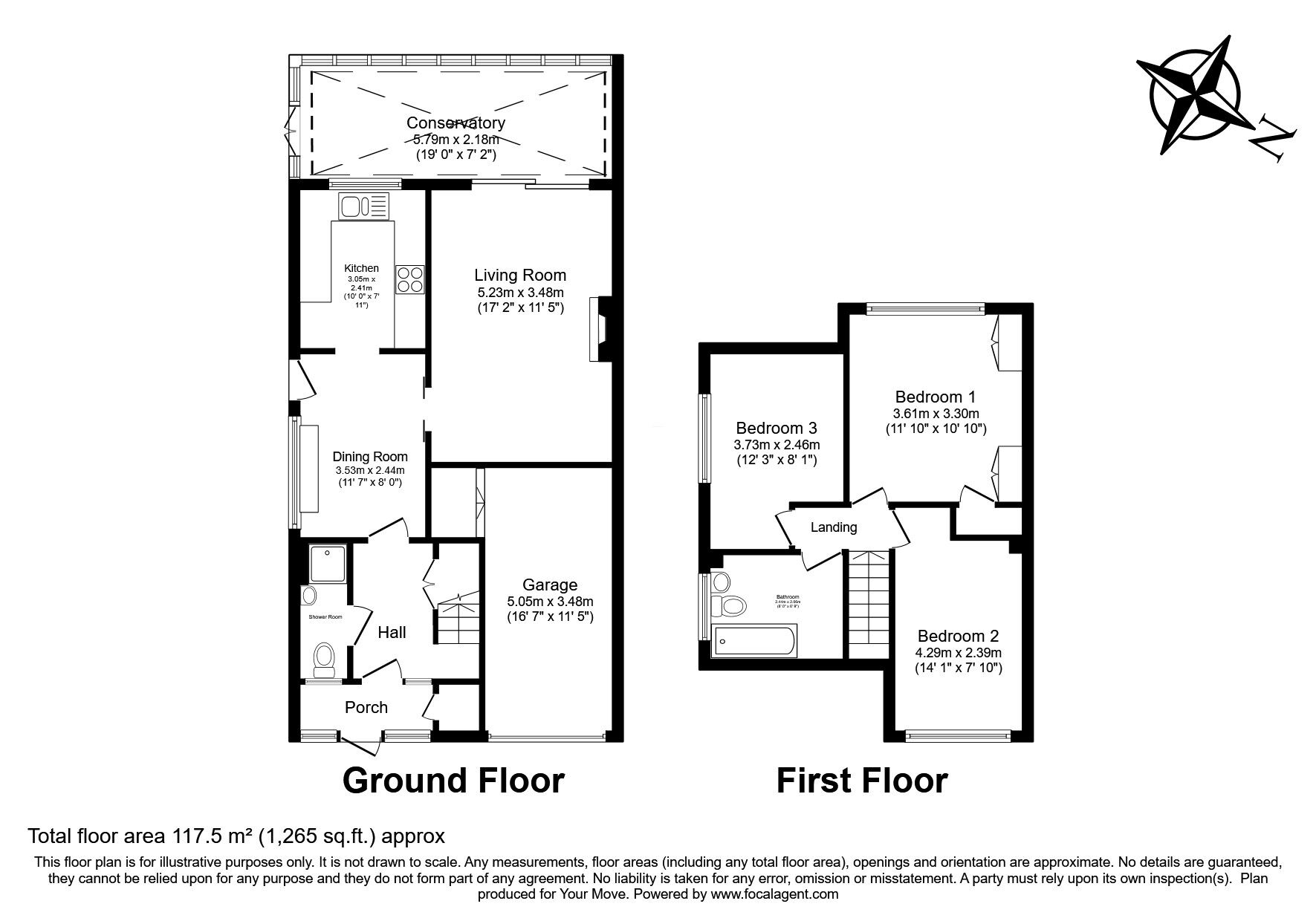 Floorplan of 3 bedroom End Terrace House for sale, Fairview Drive, Higham, Kent, ME3